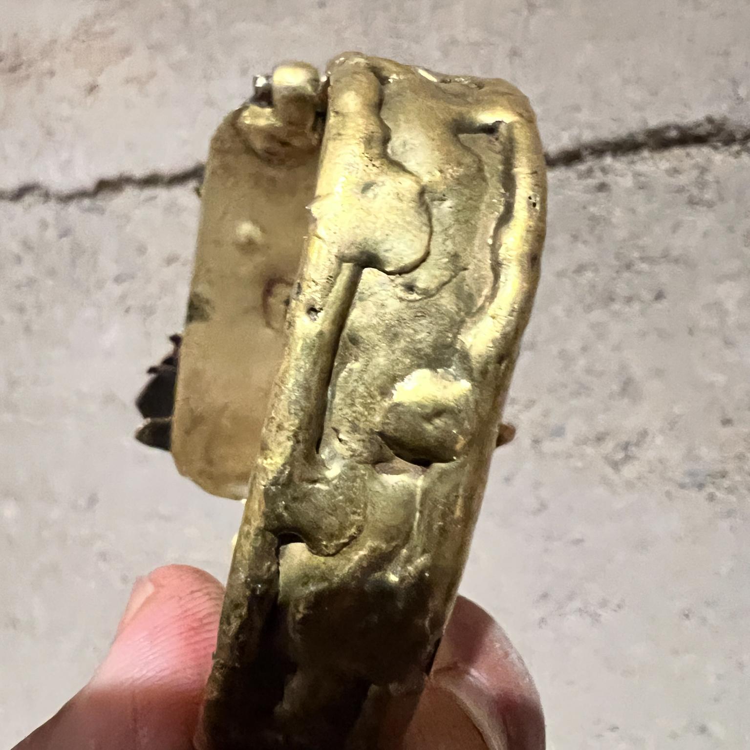 1970s Pal Kepenyes Brutalist Brass Cuff Bracelet Milagros For Sale 5