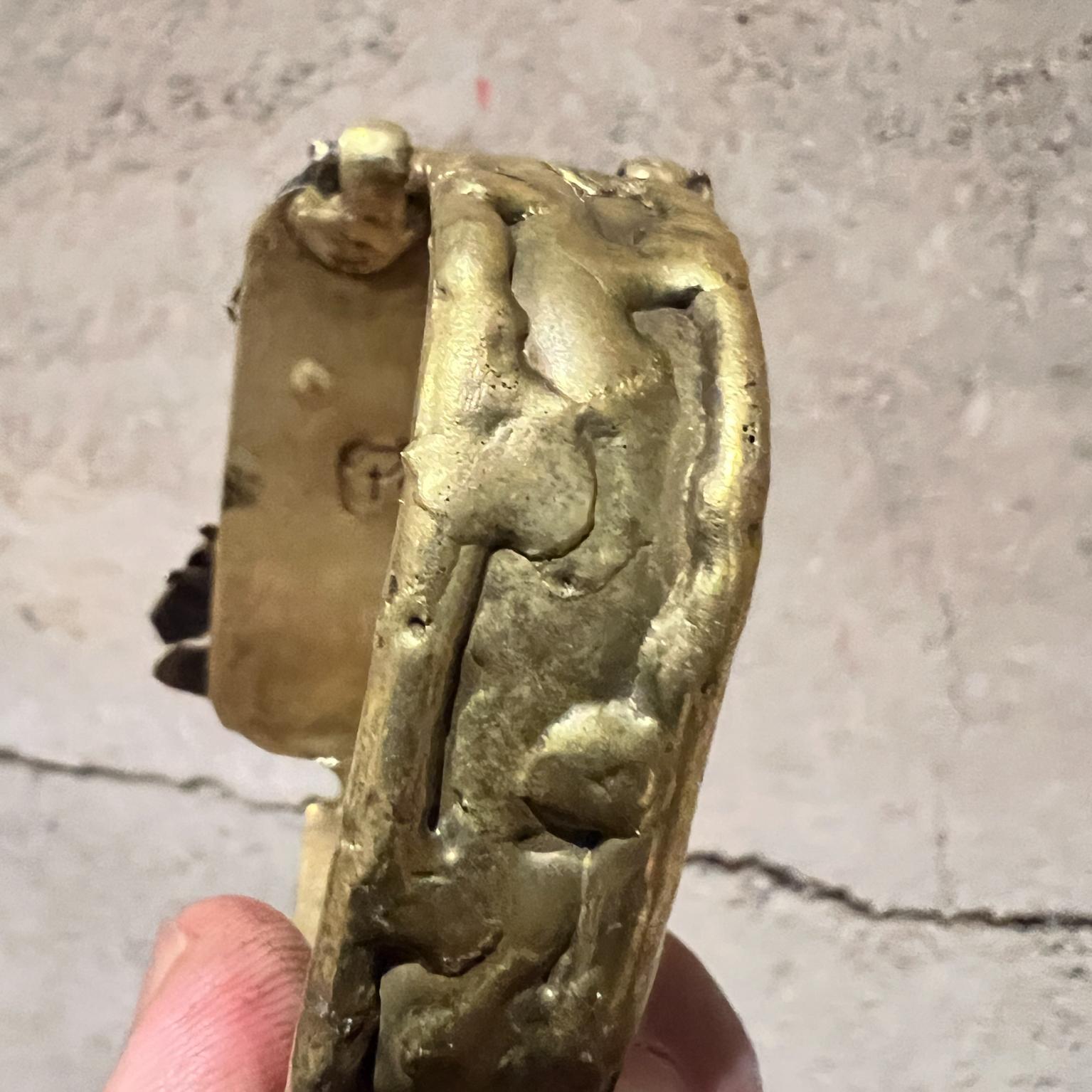 1970s Pal Kepenyes Brutalist Brass Cuff Bracelet Milagros For Sale 6