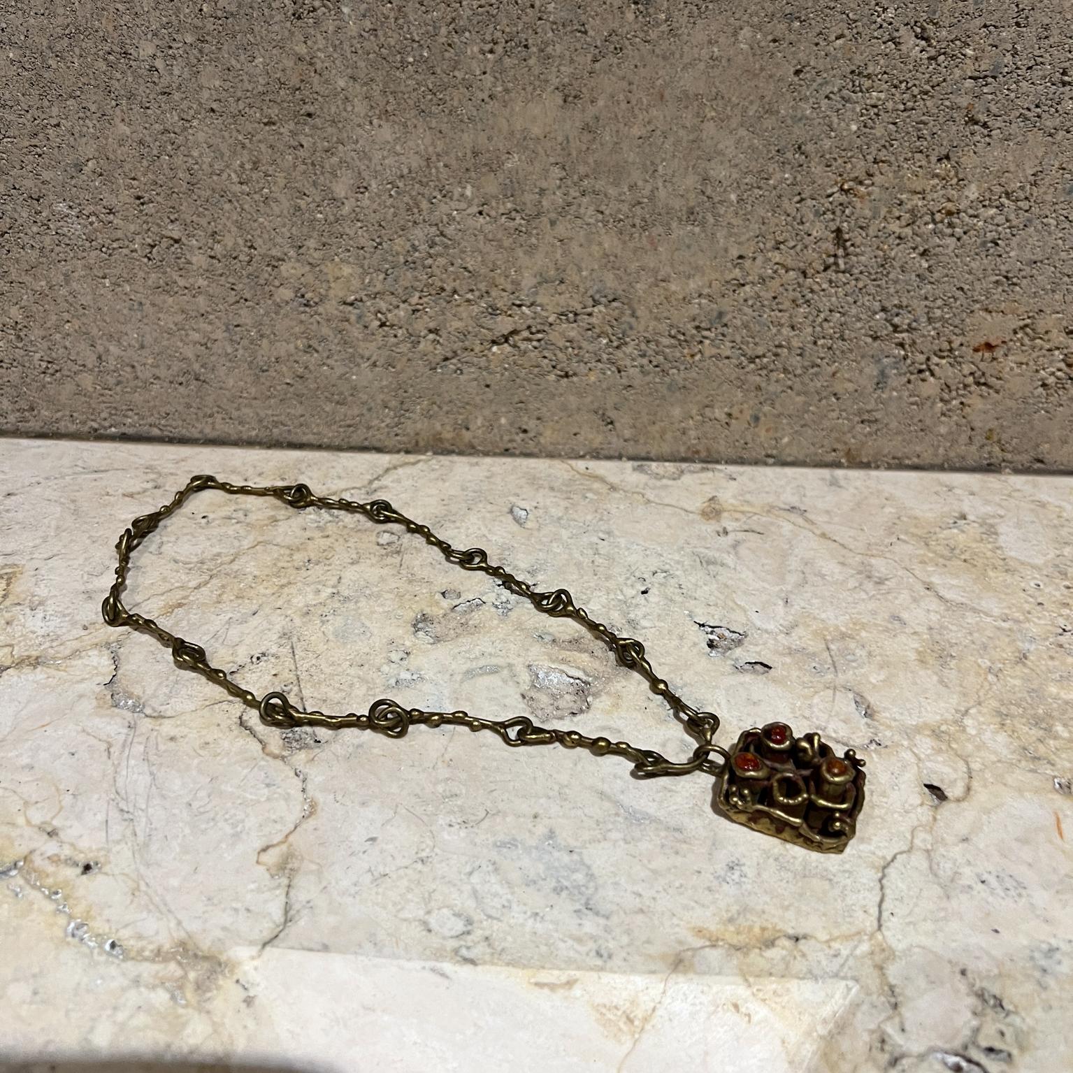 Mid-Century Modern 1970s Pal Kepenyes Brutalist Brass Necklace For Sale
