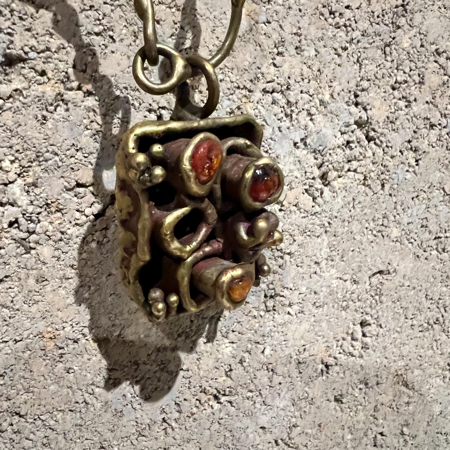 1970s Pal Kepenyes Brutalist Brass Necklace In Good Condition For Sale In Chula Vista, CA