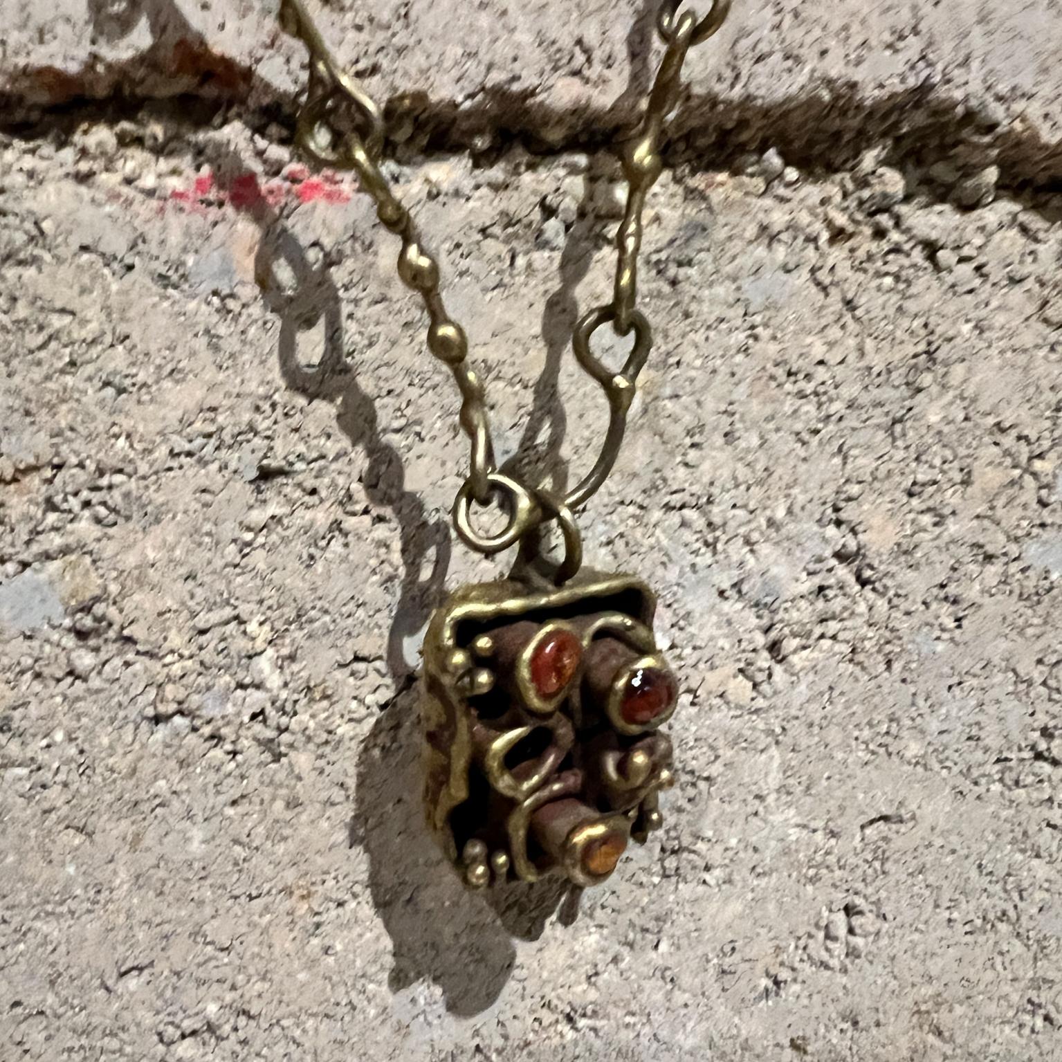 Late 20th Century 1970s Pal Kepenyes Brutalist Brass Necklace For Sale