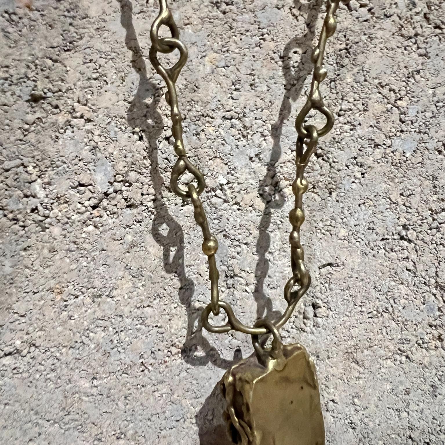 1970s Pal Kepenyes Brutalist Brass Necklace For Sale 2
