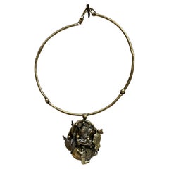 Collana in ottone brutalista degli anni '70 Pal Kepenyes Serie Milagros