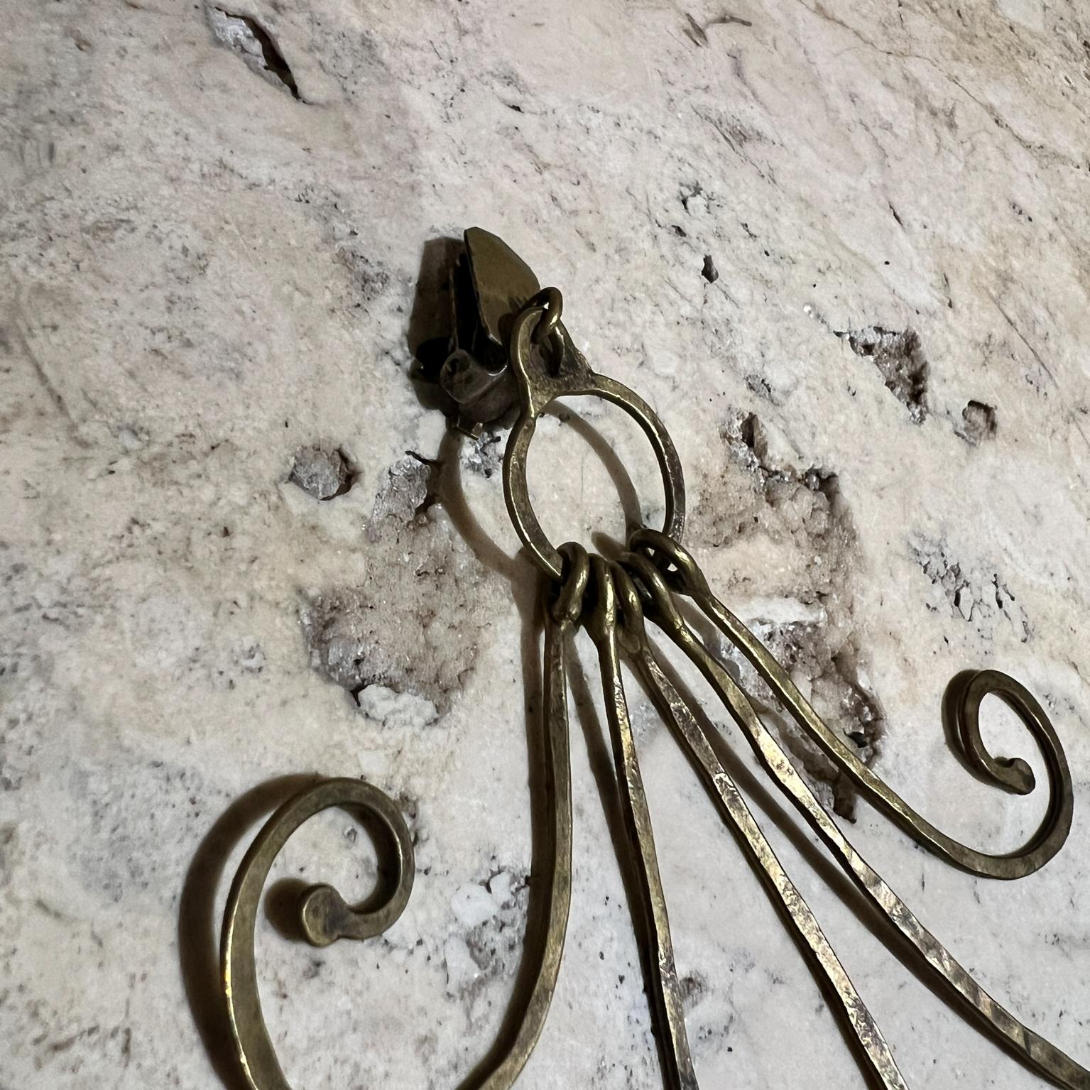 Mexican 1970s Pal Kepenyes Sculptural Brass Pendant For Sale