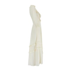 1970s Pale Cream Pintuck Maxi Dress