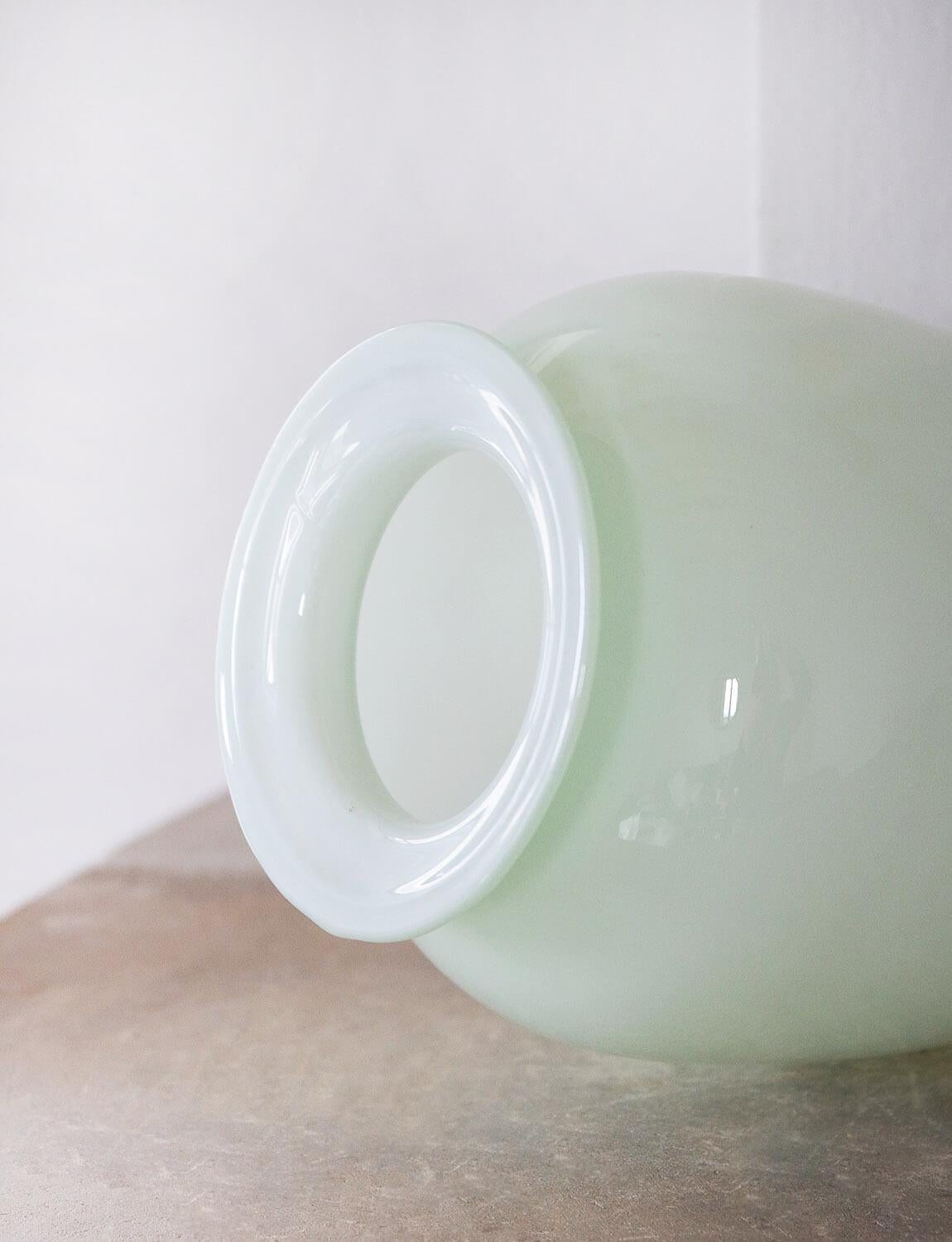 Glass 1970s Pale Green Opaque Italian Vase