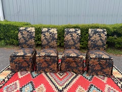 1970s Palm Beach Chic Chinoiserie Parsons Style Dining Chairs, set of 4