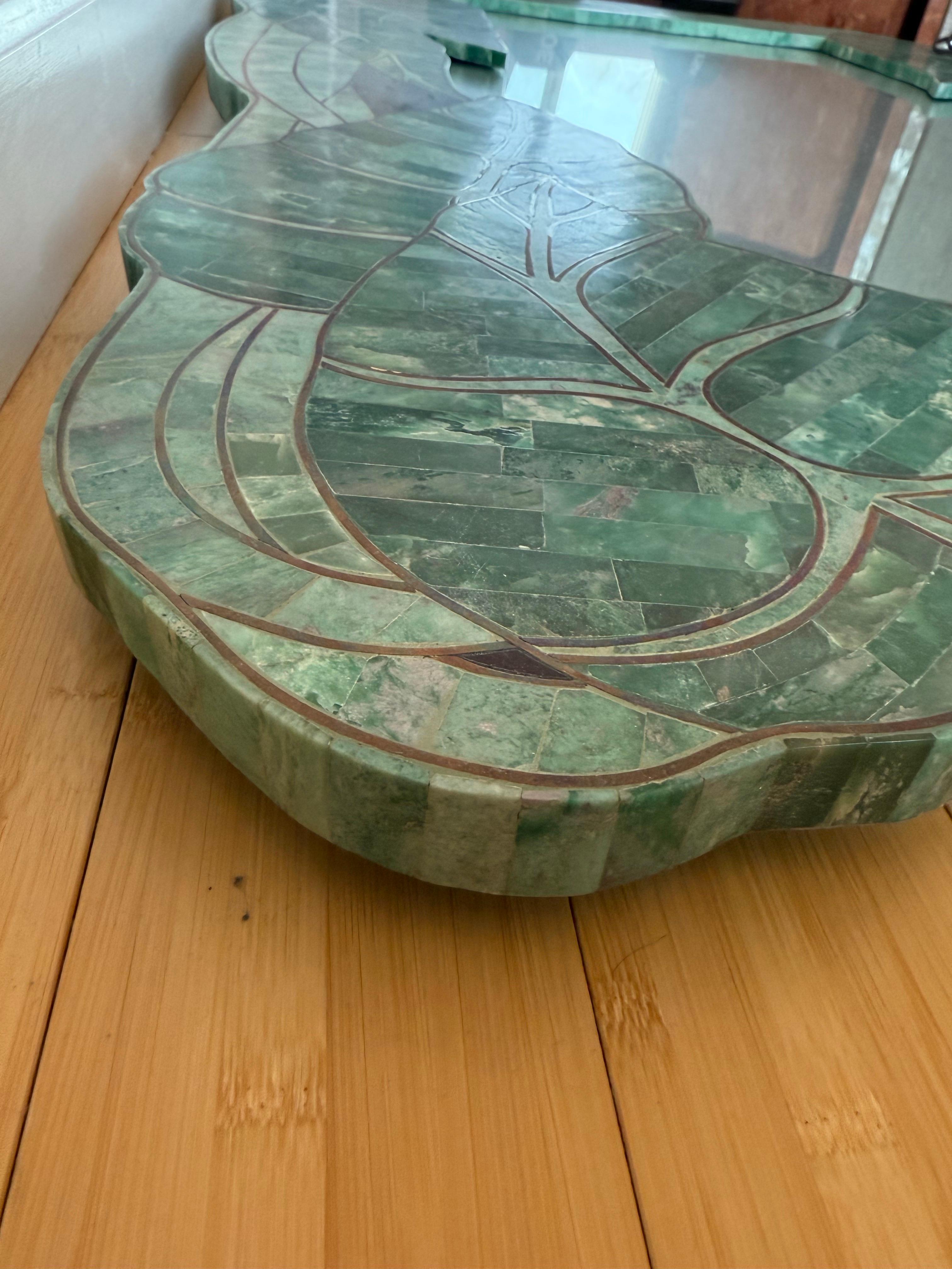 1970 Miroir à feuilles de palmier et table console assortie dans le style de Maitland Smi Bon état - En vente à Staten Island, NY