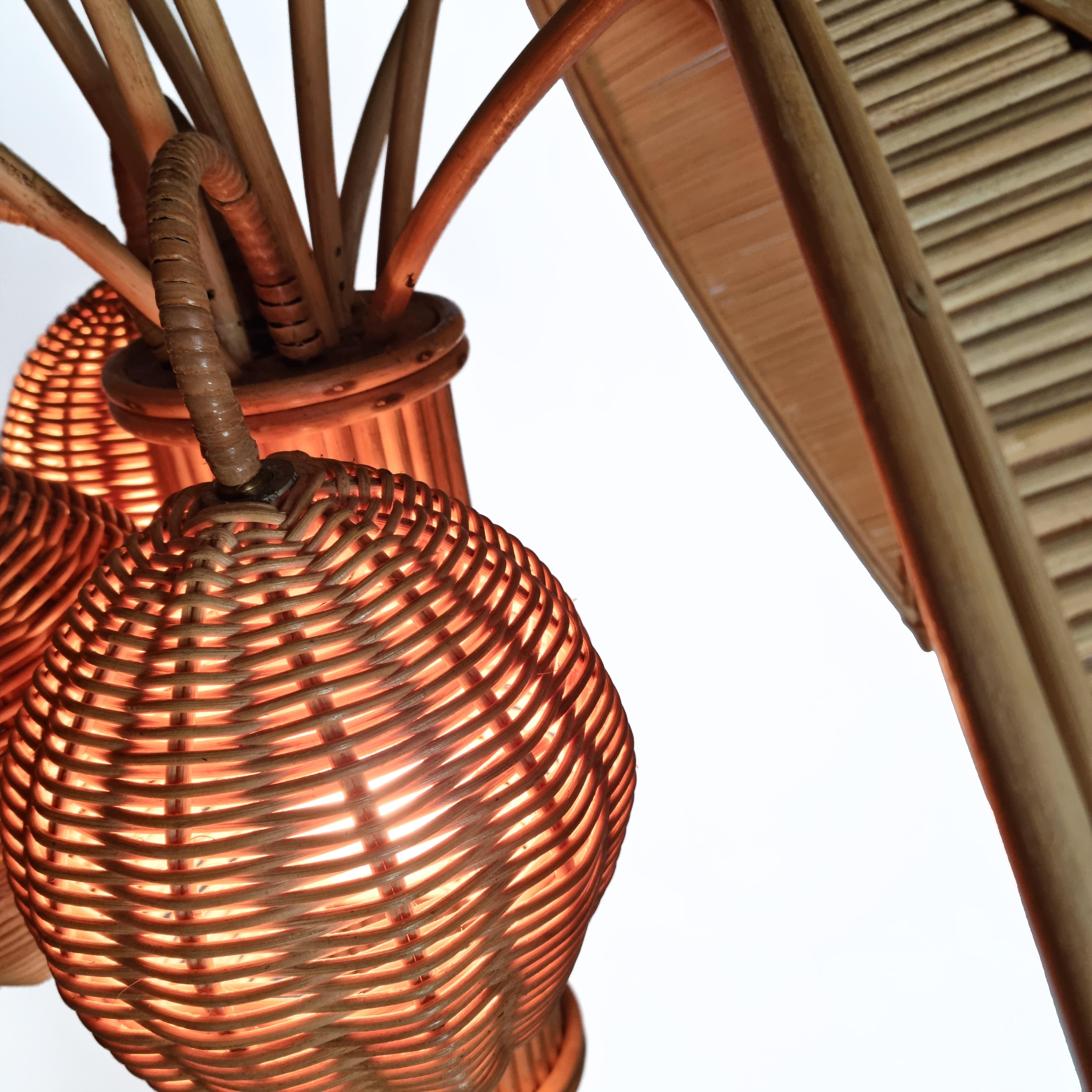 Bamboo 1970s Palm Tree Floor Lamp by Mario Lopez Torres