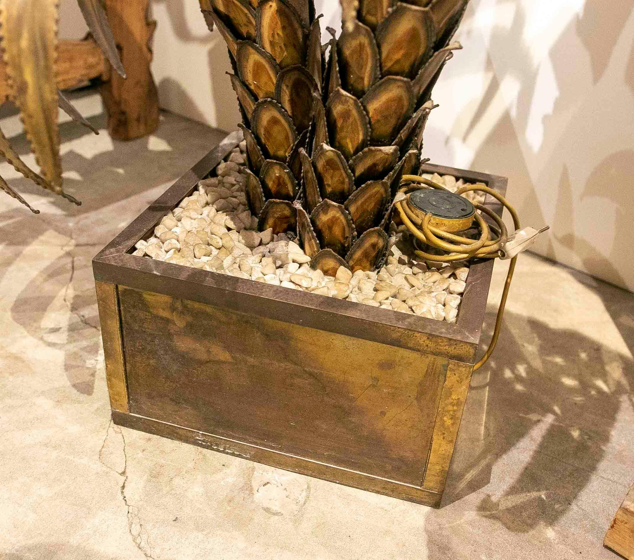 1970s “Palm Tree Floor Lamp in Brass and Patinated Iron Style Maison Jansen For Sale 8