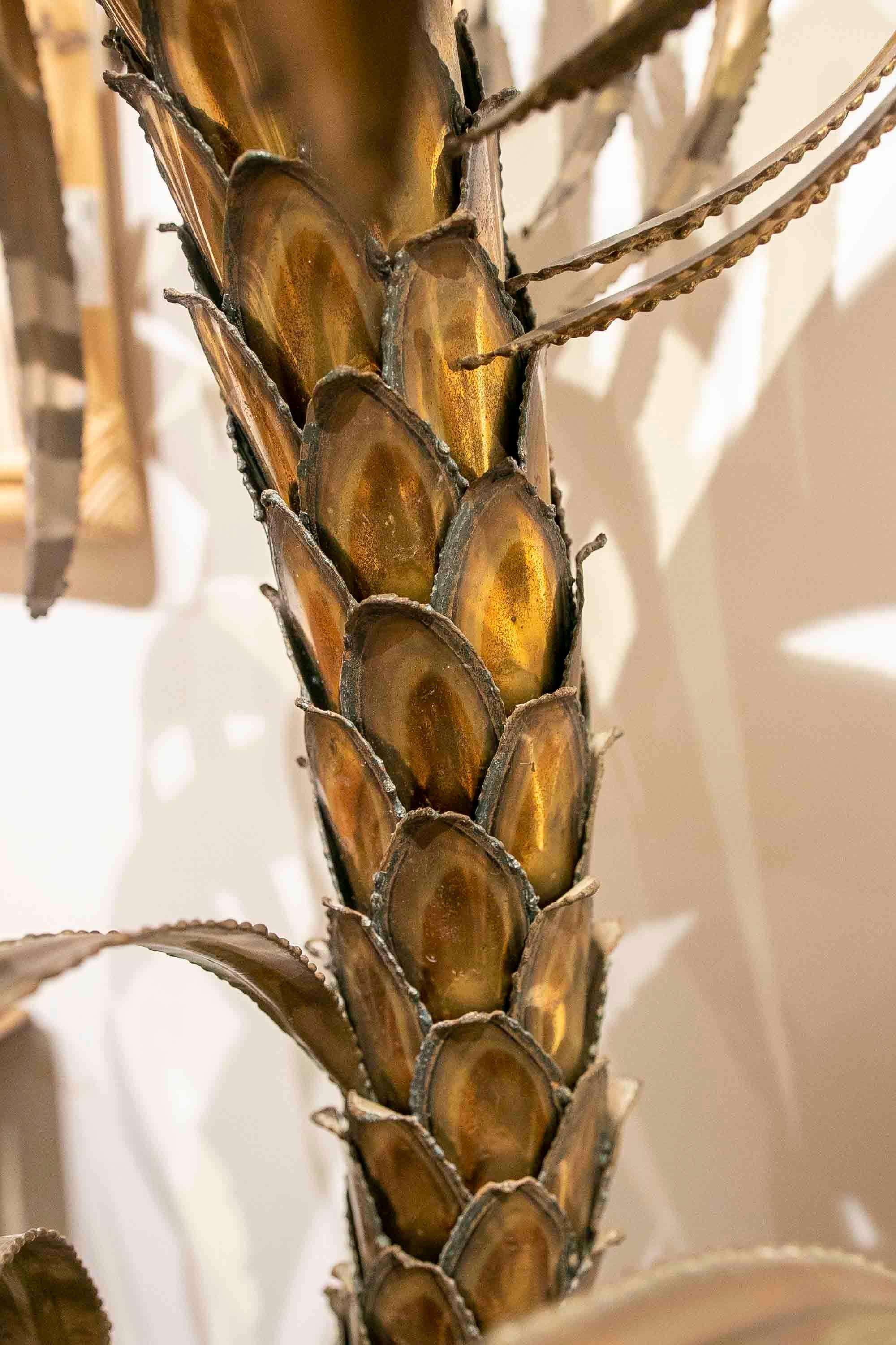 1970s “Palm Tree Floor Lamp in Brass and Patinated Iron Style Maison Jansen For Sale 12