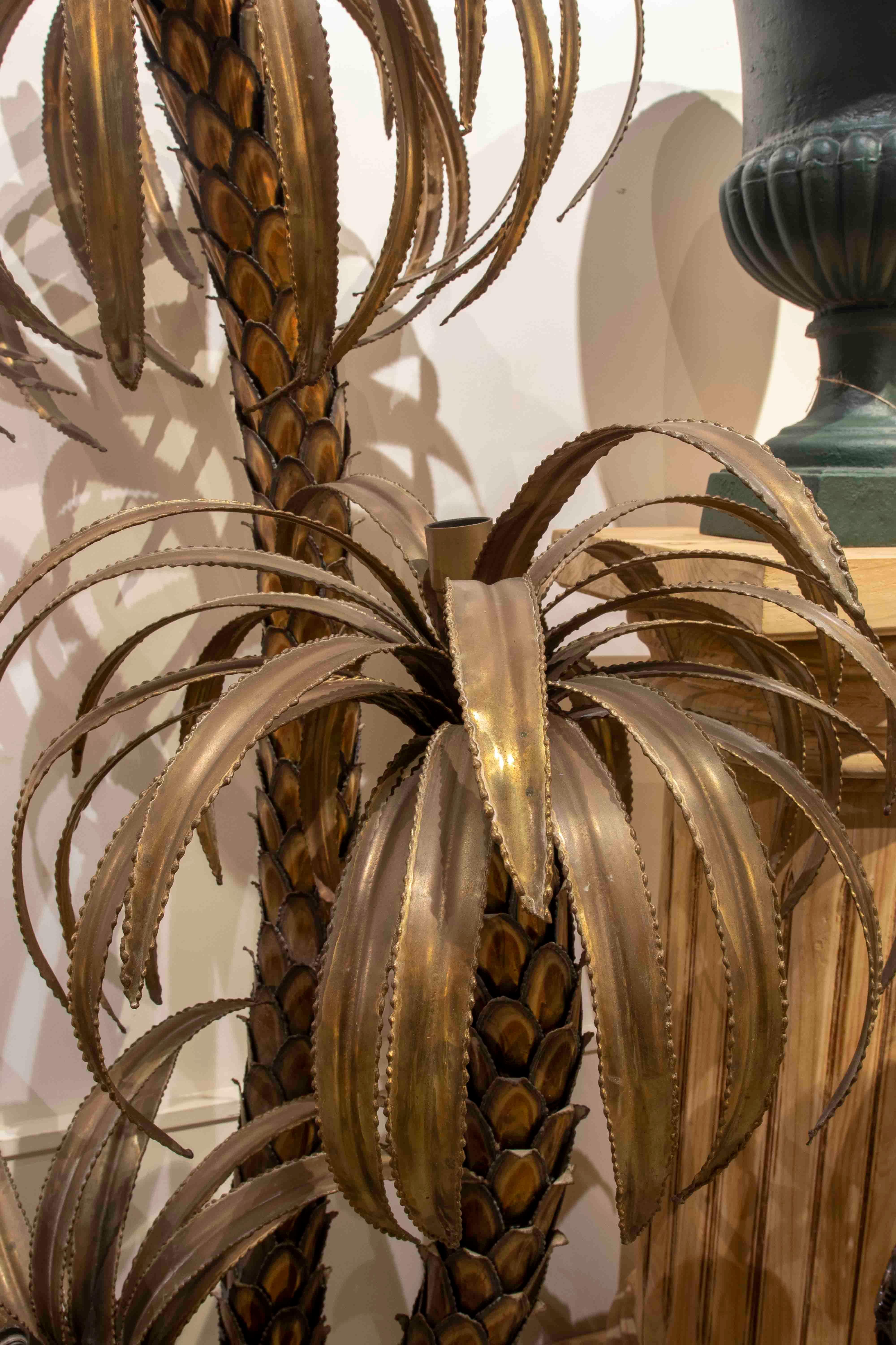 French 1970s “Palm Tree Floor Lamp in Brass and Patinated Iron Style Maison Jansen For Sale