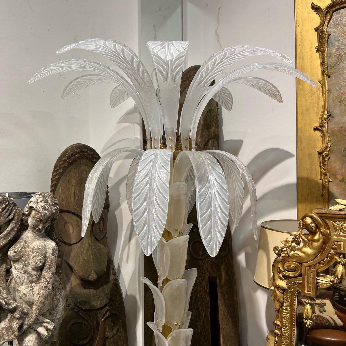 1970's Palm Tree Floor Lamp in Murano Glass In Good Condition For Sale In NICE, FR
