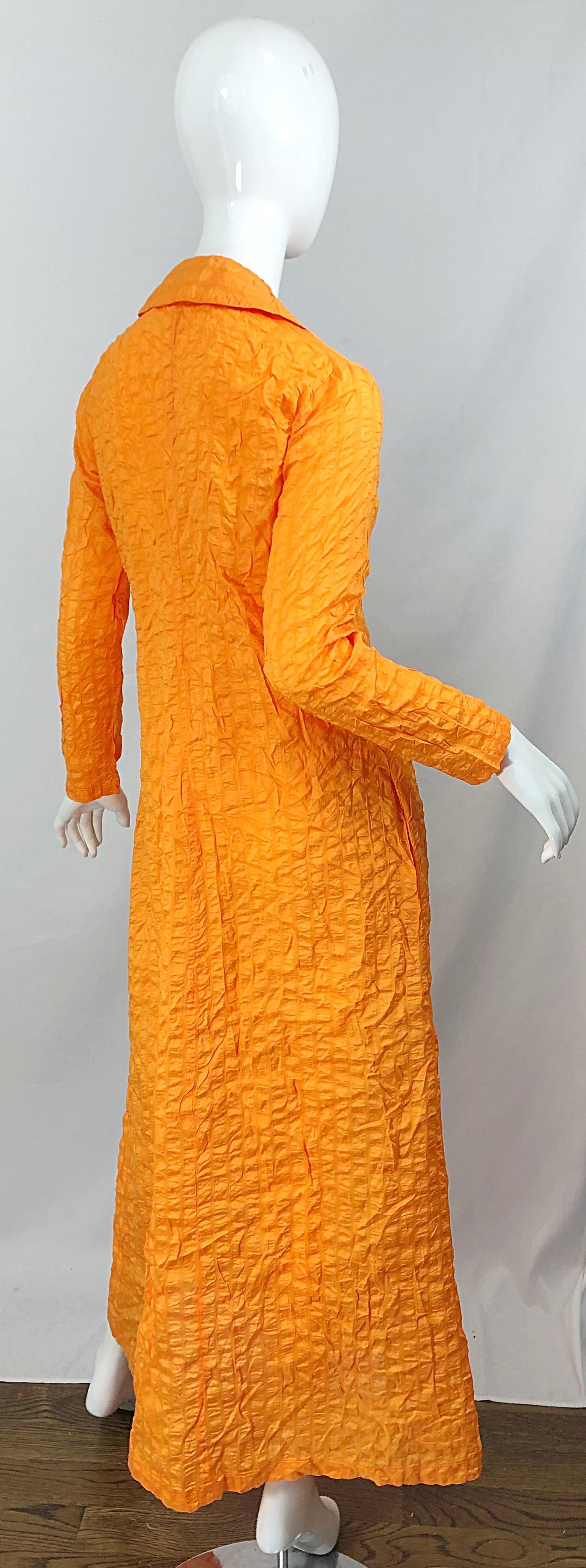 Giacca Palmers anni '70 in seta e nylon arancione neon brillante a doppio petto Vintage 70s in vendita 7