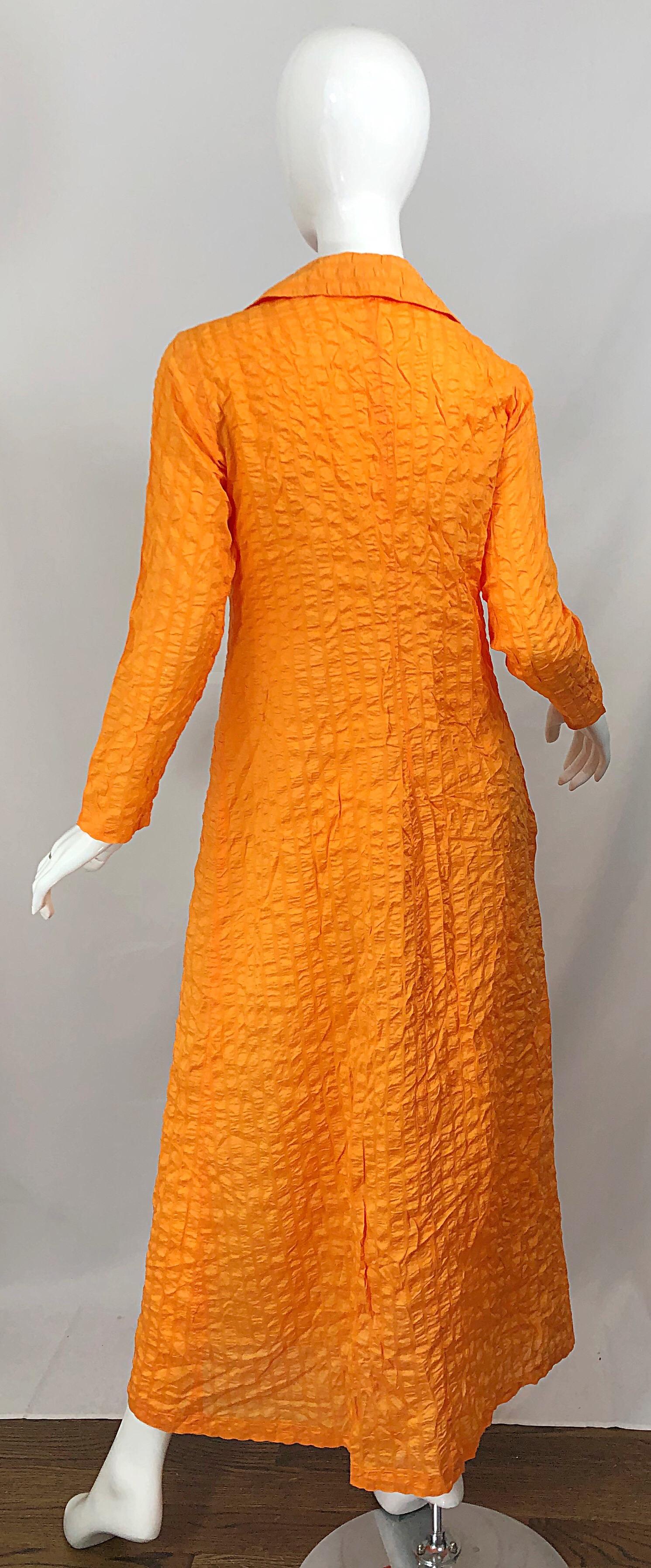 Giacca Palmers anni '70 in seta e nylon arancione neon brillante a doppio petto Vintage 70s in vendita 9