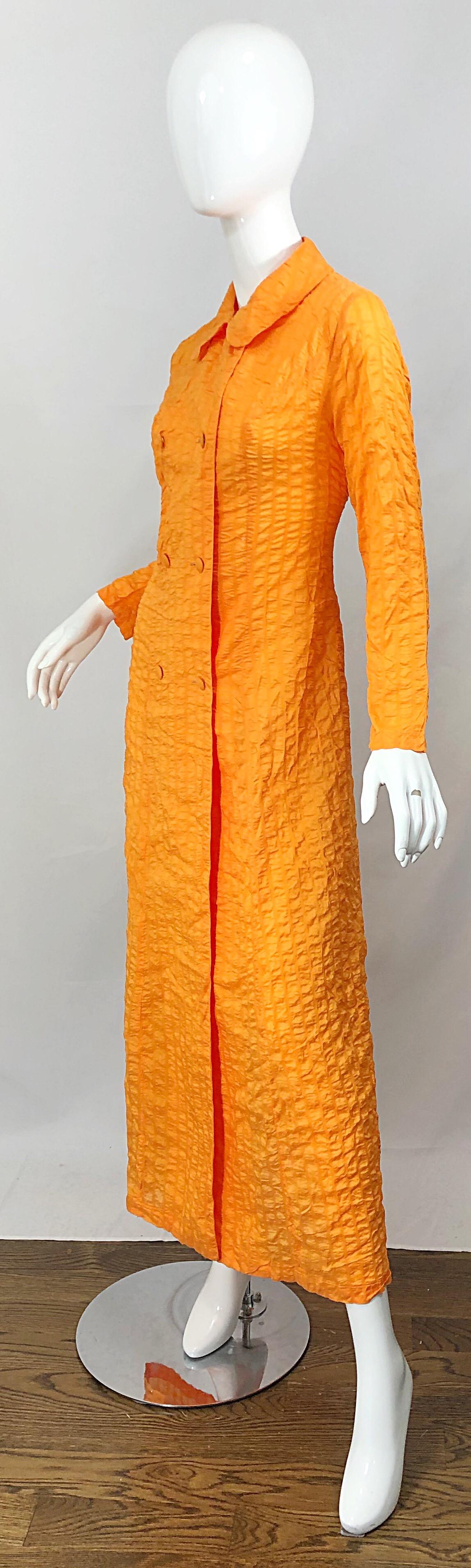 Giacca Palmers anni '70 in seta e nylon arancione neon brillante a doppio petto Vintage 70s in vendita 11