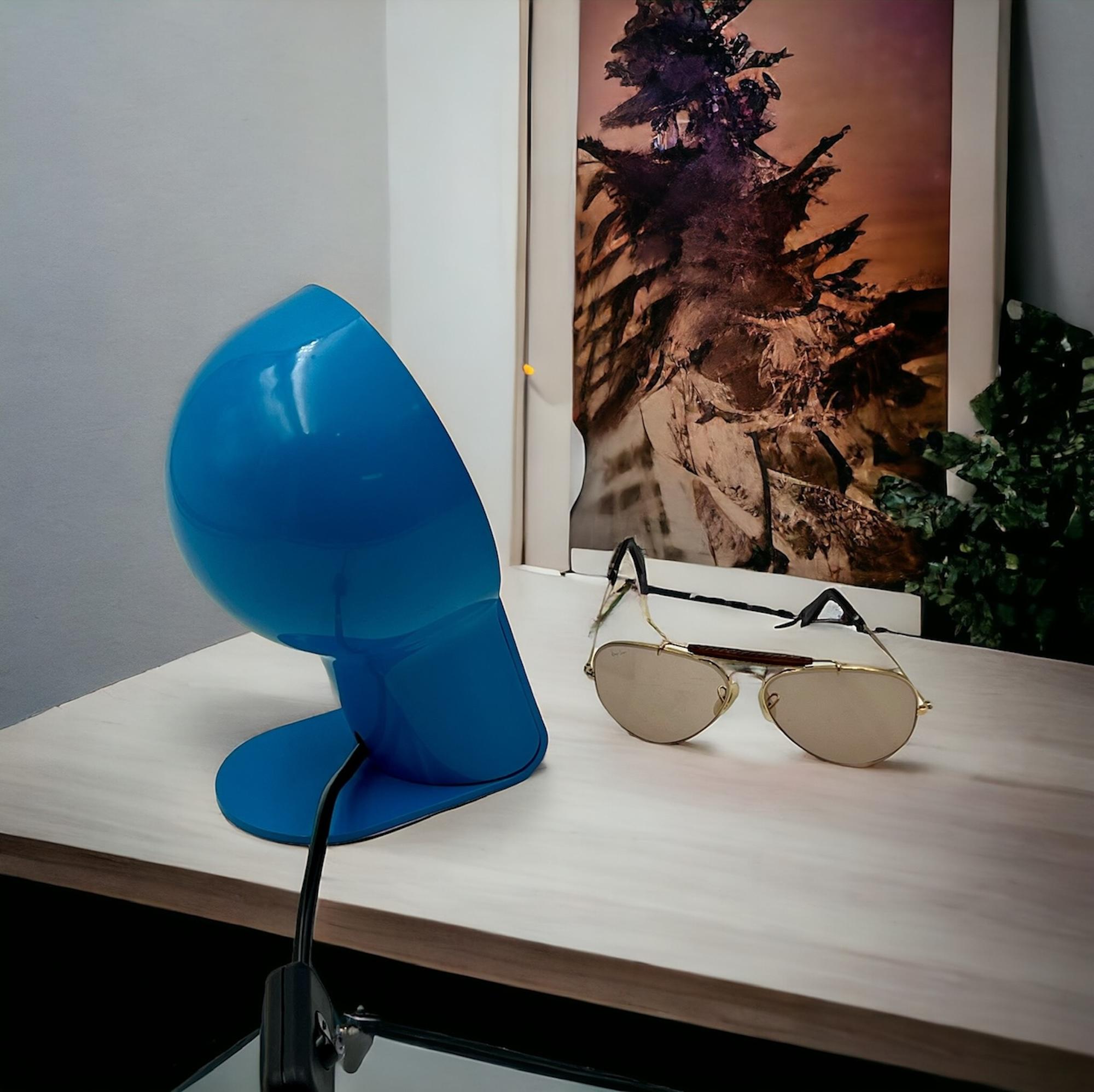 Lampada da scrivania blu 'Panda' di Ambrogio Pozzi per Harveiluce Italia, anni '70 in vendita 4