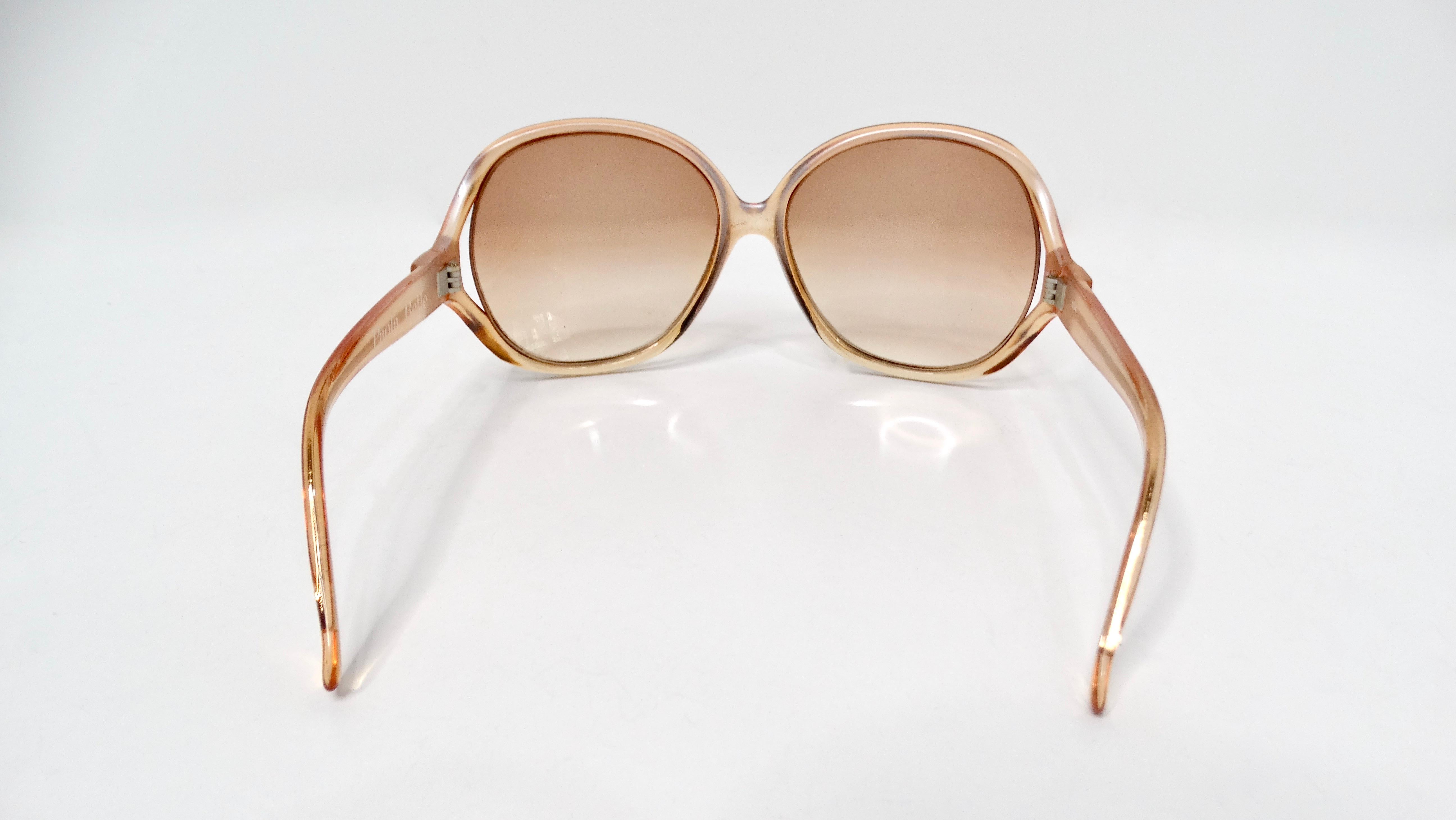 1970 Paola Belle Orange Lunettes de soleil rondes surdimensionnées transparentes Pour femmes en vente