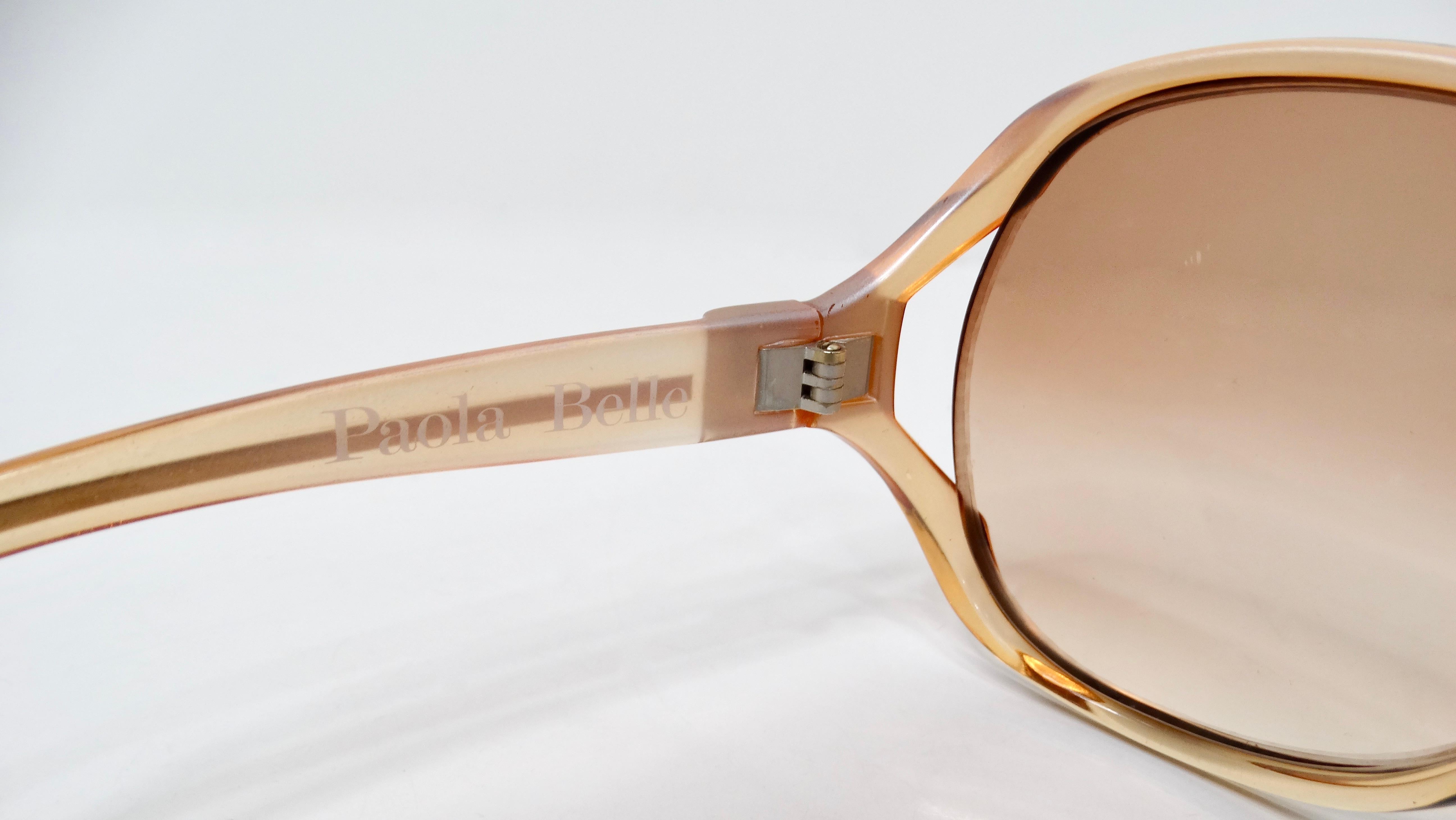 1970 Paola Belle Orange Lunettes de soleil rondes surdimensionnées transparentes en vente 1