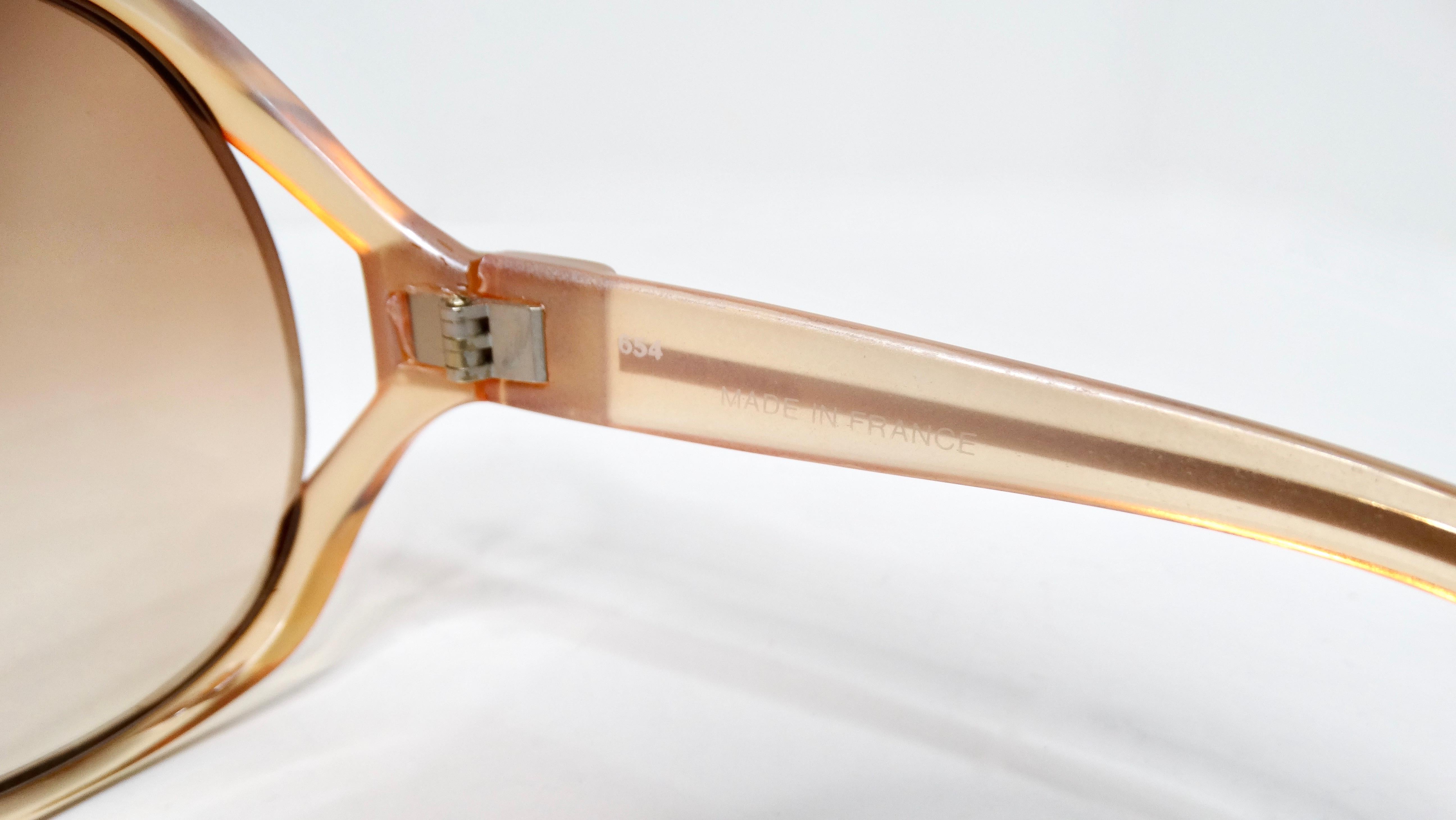 1970 Paola Belle Orange Lunettes de soleil rondes surdimensionnées transparentes en vente 2