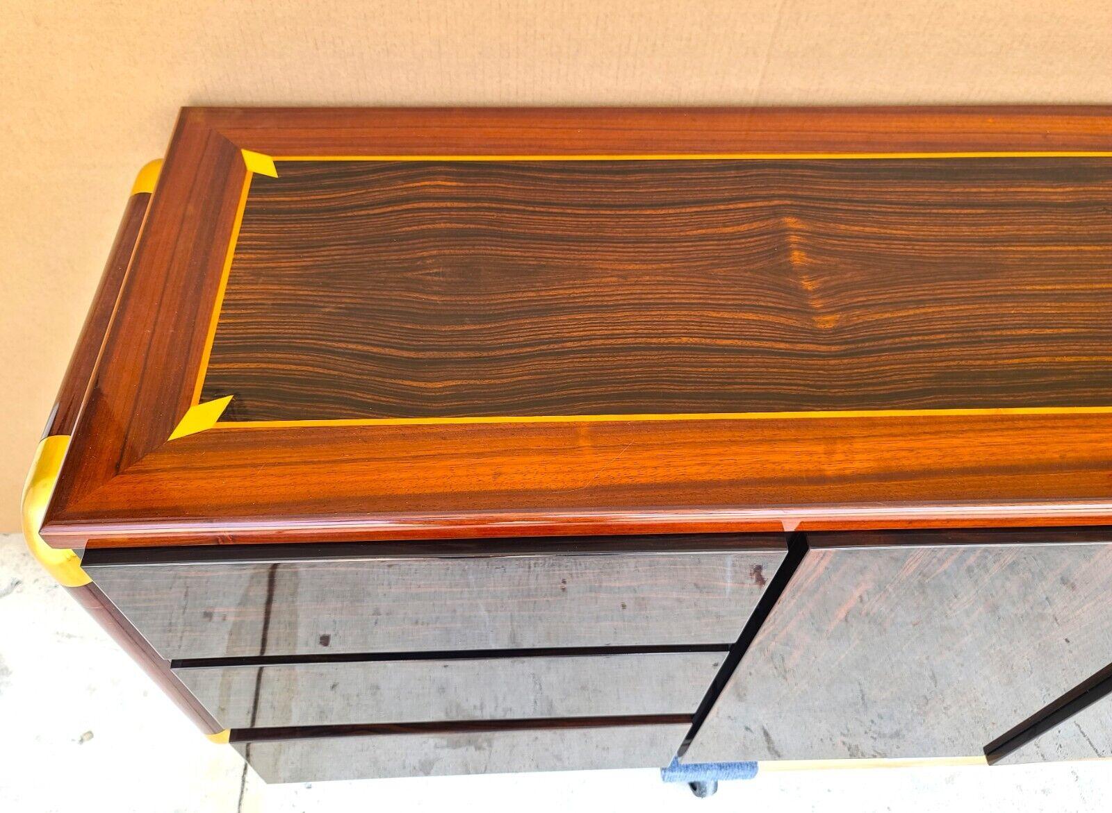 20th Century 1970s Paolo Barracheli Style Italian Lacquered & Brass Credenza Bar For Sale