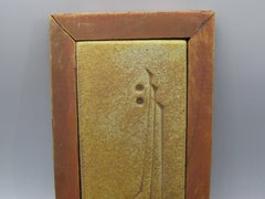 Abstrakte Wandplakette aus Keramik von Paolo Soleri Arcosanti aus den 1970er Jahren in Rahmen