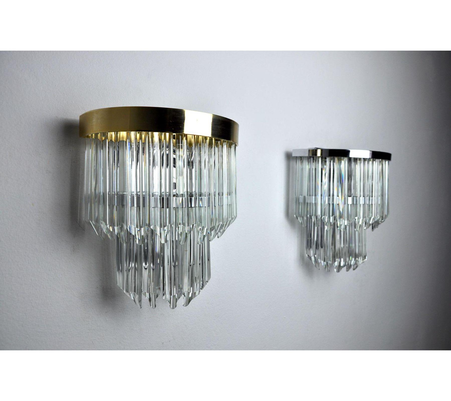 1970s Paolo Venini Chrome and Glass Sconces, Italy, a Pair For Sale 1