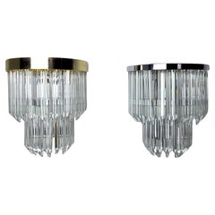 Vintage 1970s Paolo Venini Chrome and Glass Sconces, Italy, a Pair