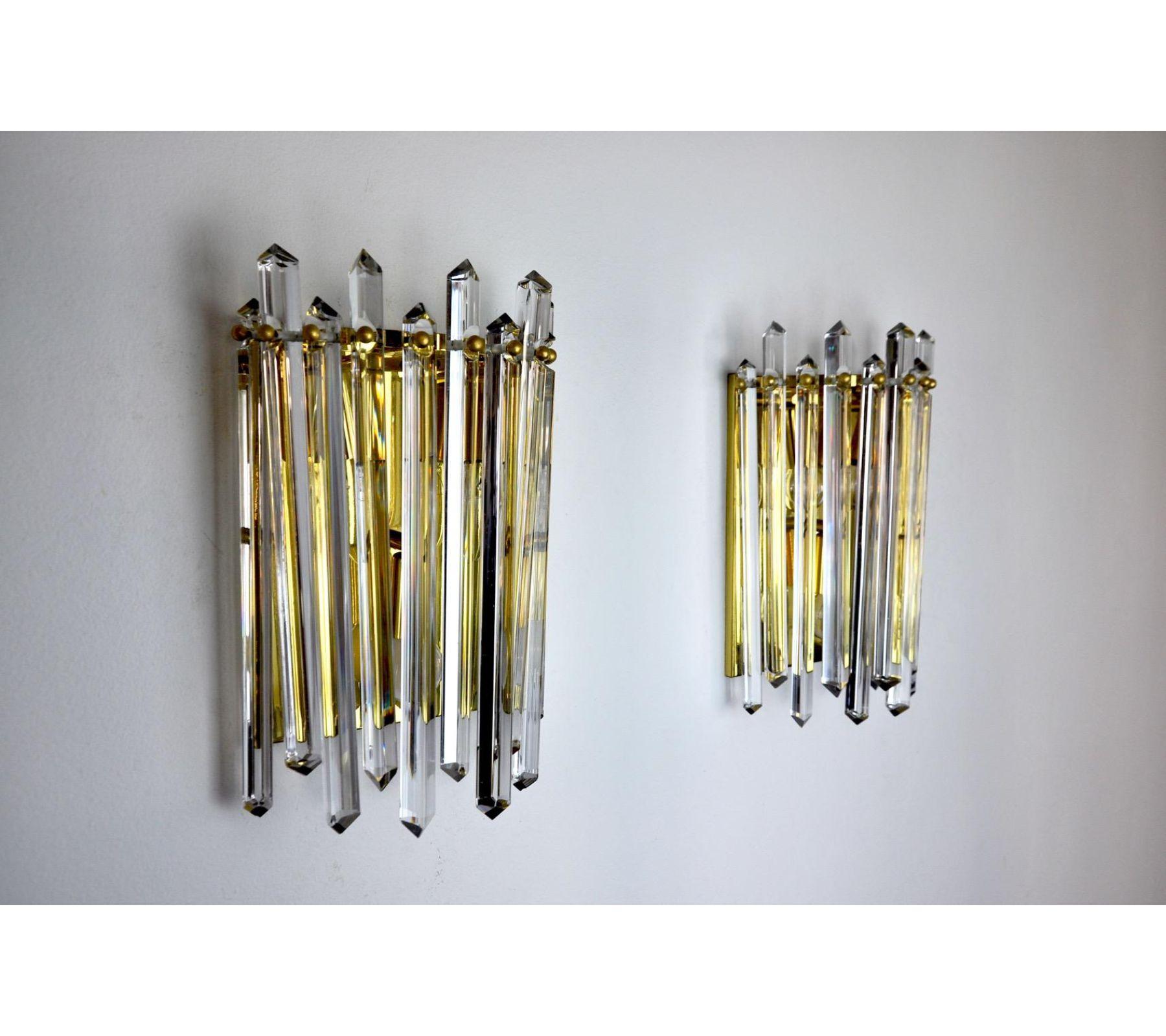 Late 20th Century 1970s Paolo Venini Wall Lamps for Carmer, Italy, a Pair