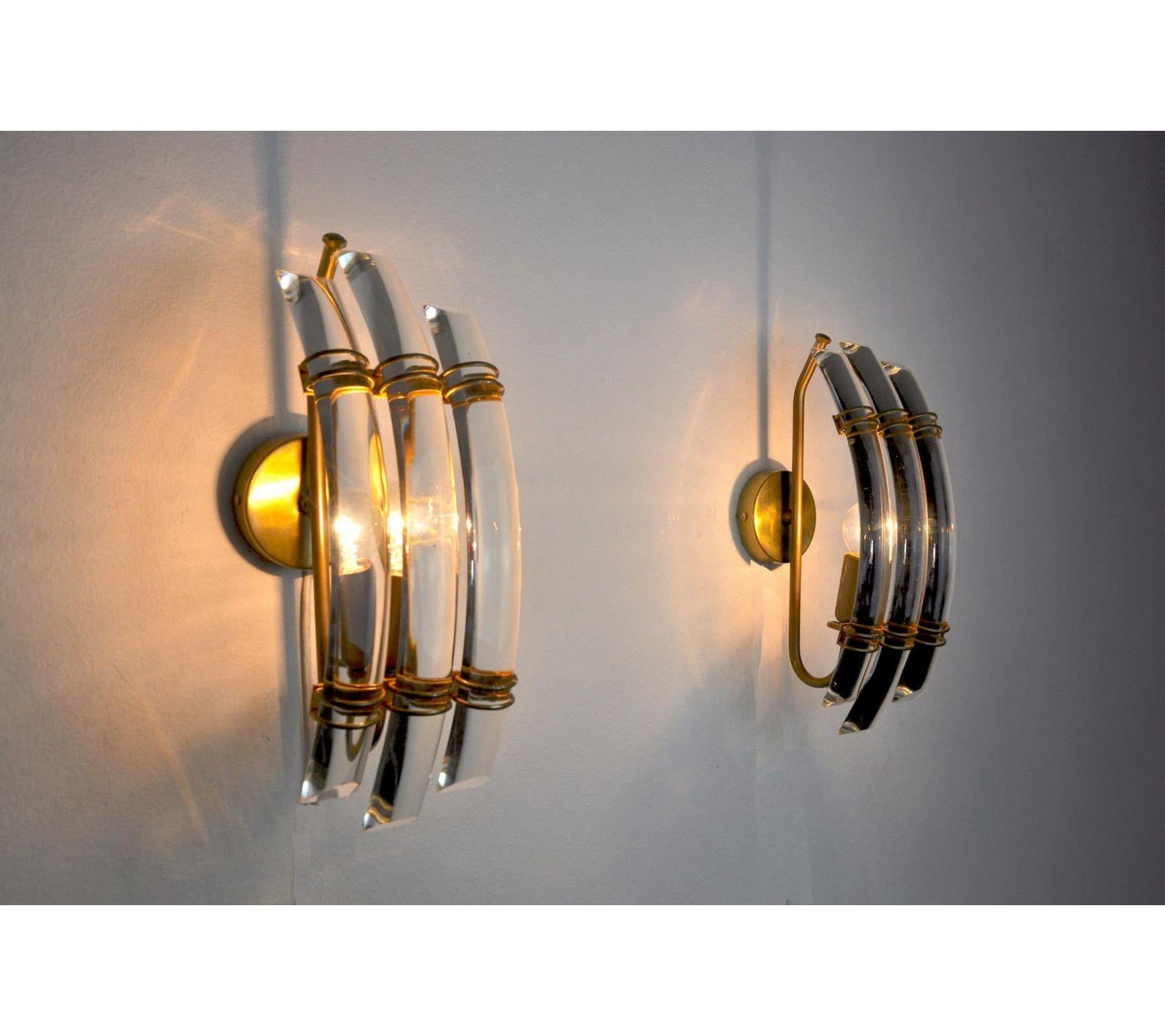 Italian 1970s Paolo Venini Wall Lamps, Italy, a Pair For Sale