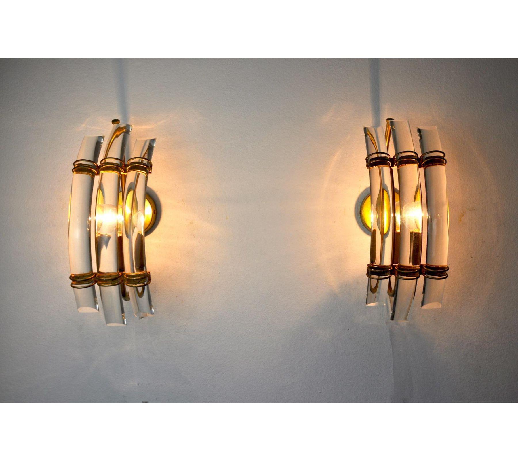 Late 20th Century 1970s Paolo Venini Wall Lamps, Italy, a Pair For Sale