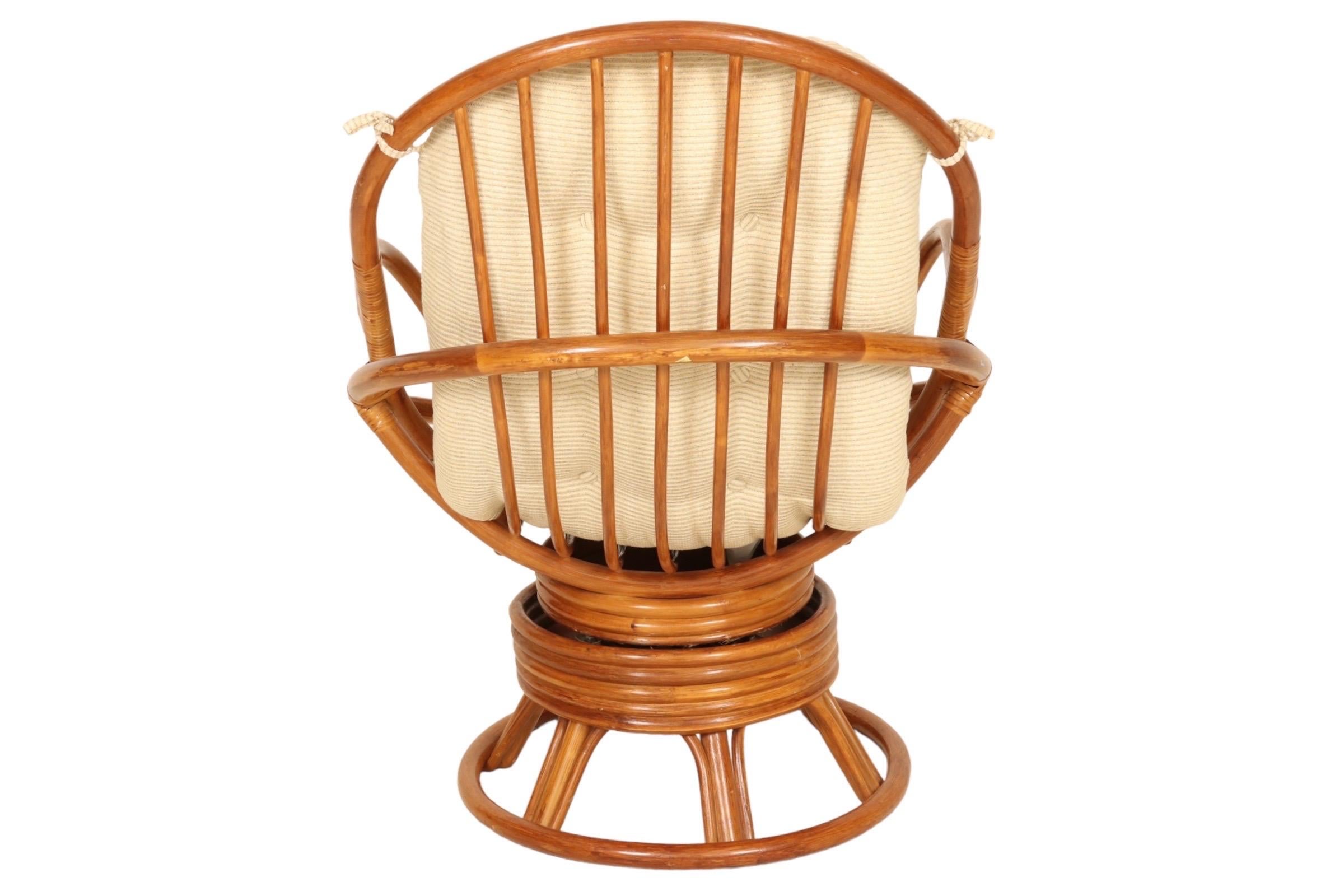 Bamboo 1970’s Papasan Style Lounge Chair For Sale