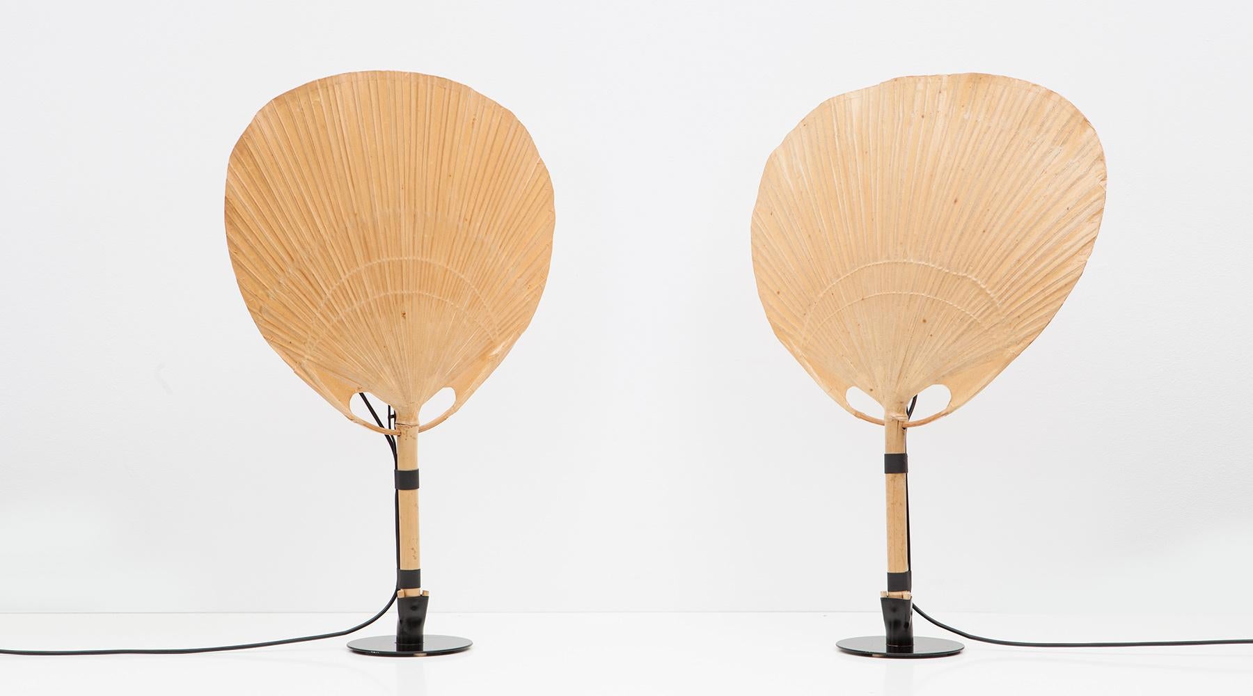 Mid-Century Modern 1970s Paper, Bamboo and Metal Table Lamps by Ingo Maurer
