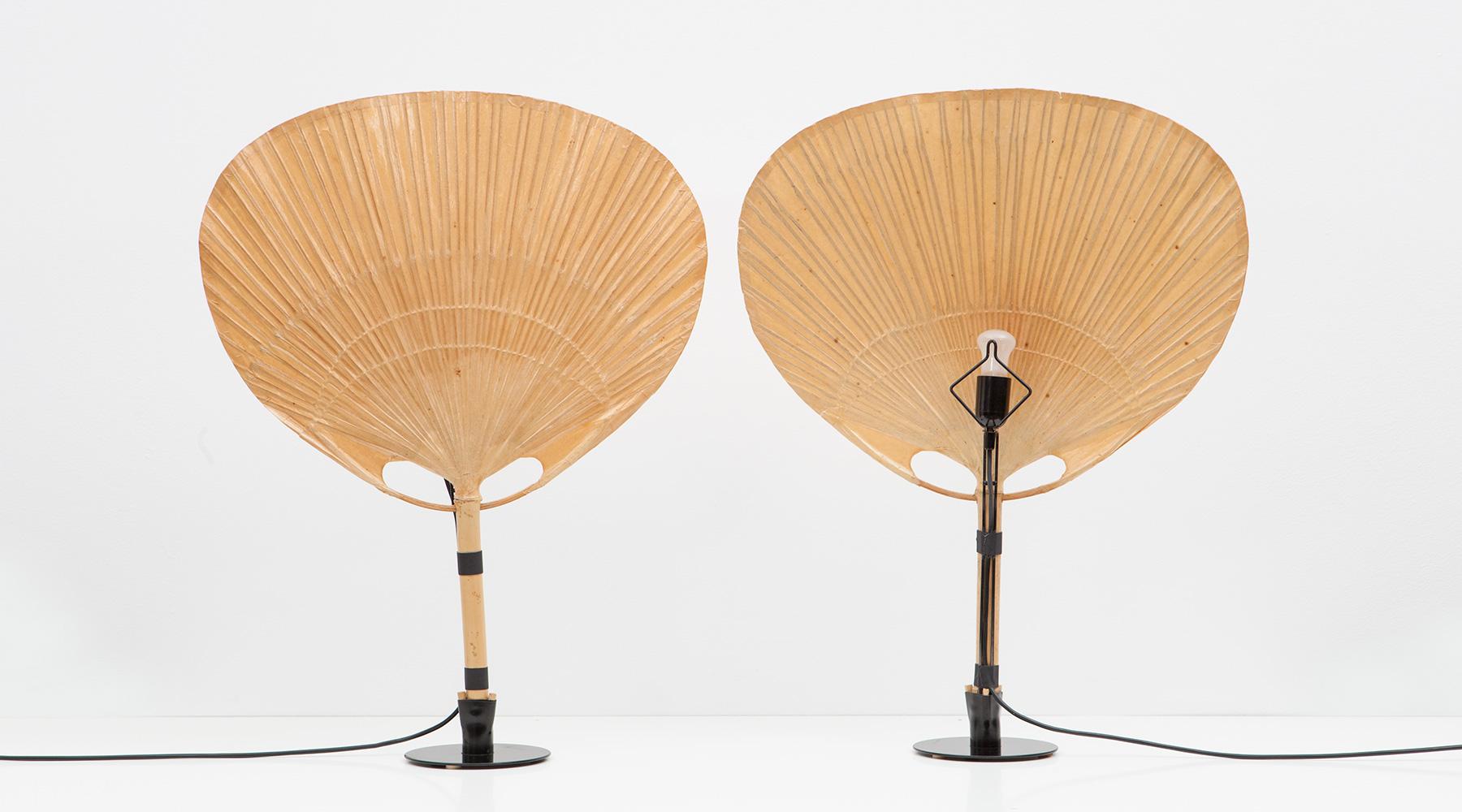 German 1970s Paper, Bamboo and Metal Table Lamps by Ingo Maurer