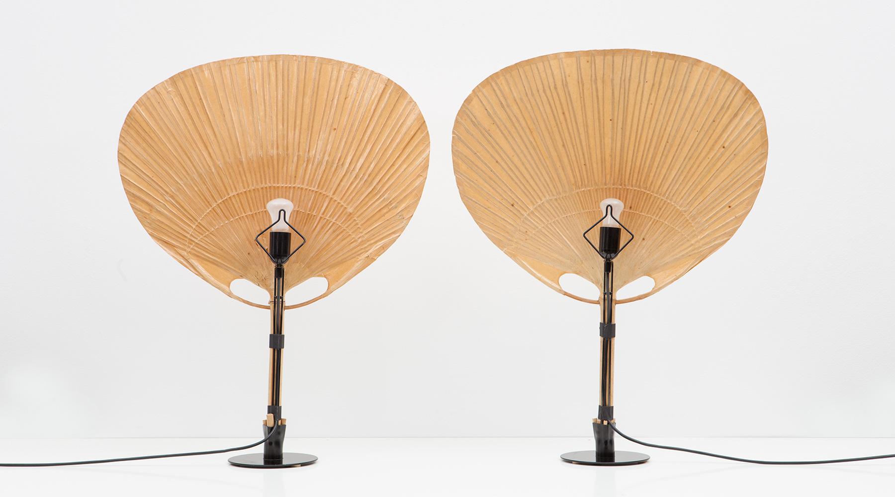 1970s Paper, Bamboo and Metal Table Lamps by Ingo Maurer In Excellent Condition In Frankfurt, Hessen, DE