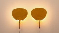 1970s Paper and Bamboo Pair of Wall Lamps by Ingo Maurer 'a'