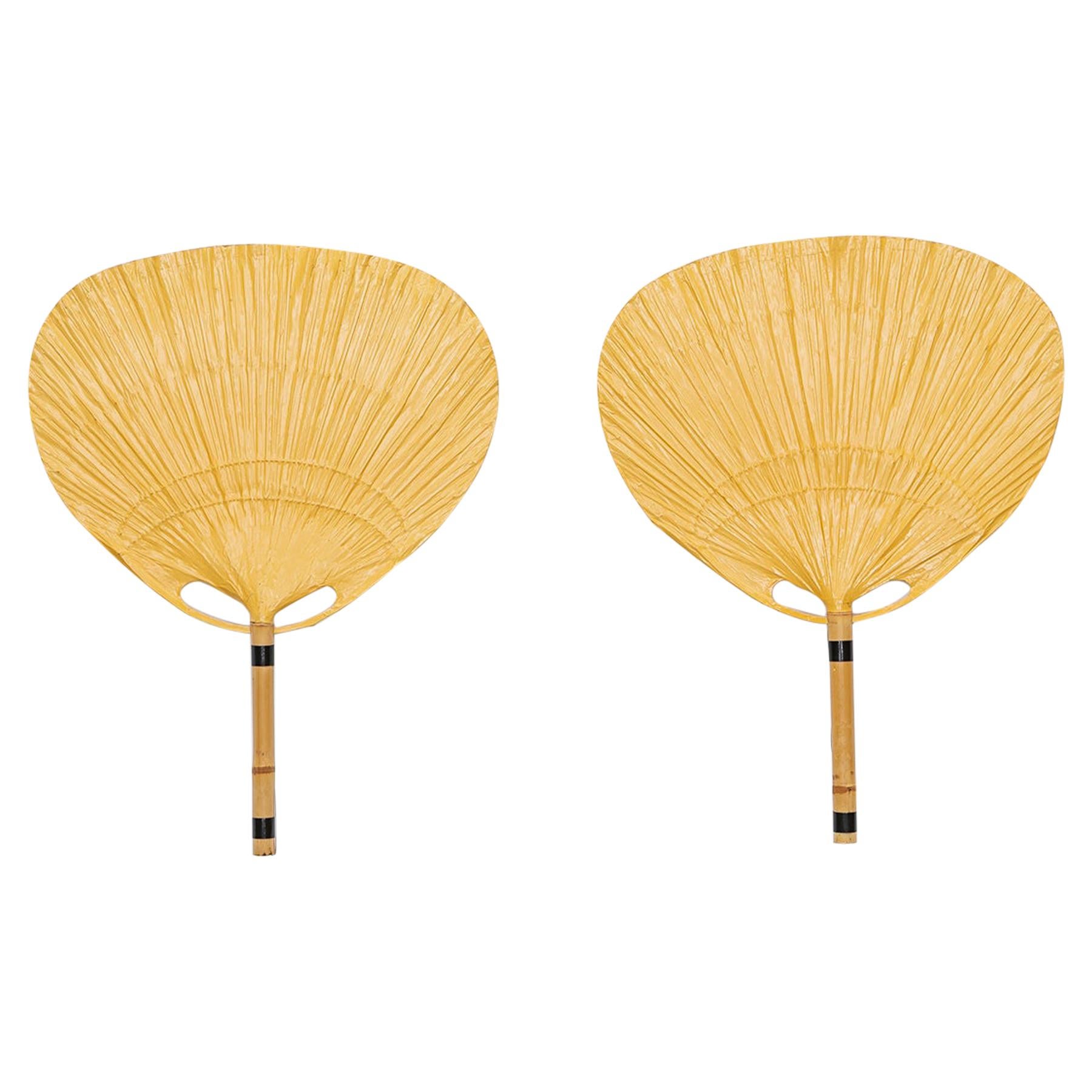 1970s Paper and Bamboo Pair of Wall Lamps by Ingo Maurer 'a'