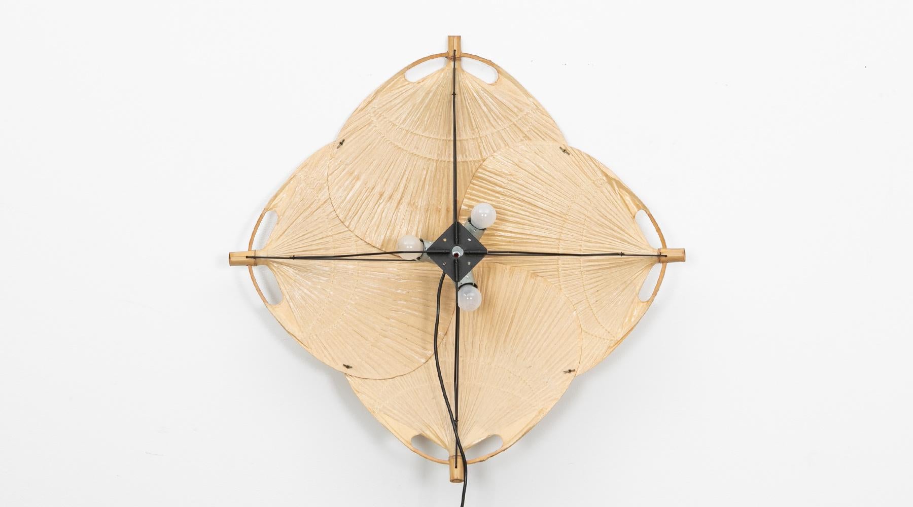 1970s Paper, Bamboo and Metal Wall or Ceiling Lamp by Ingo Maurer 1