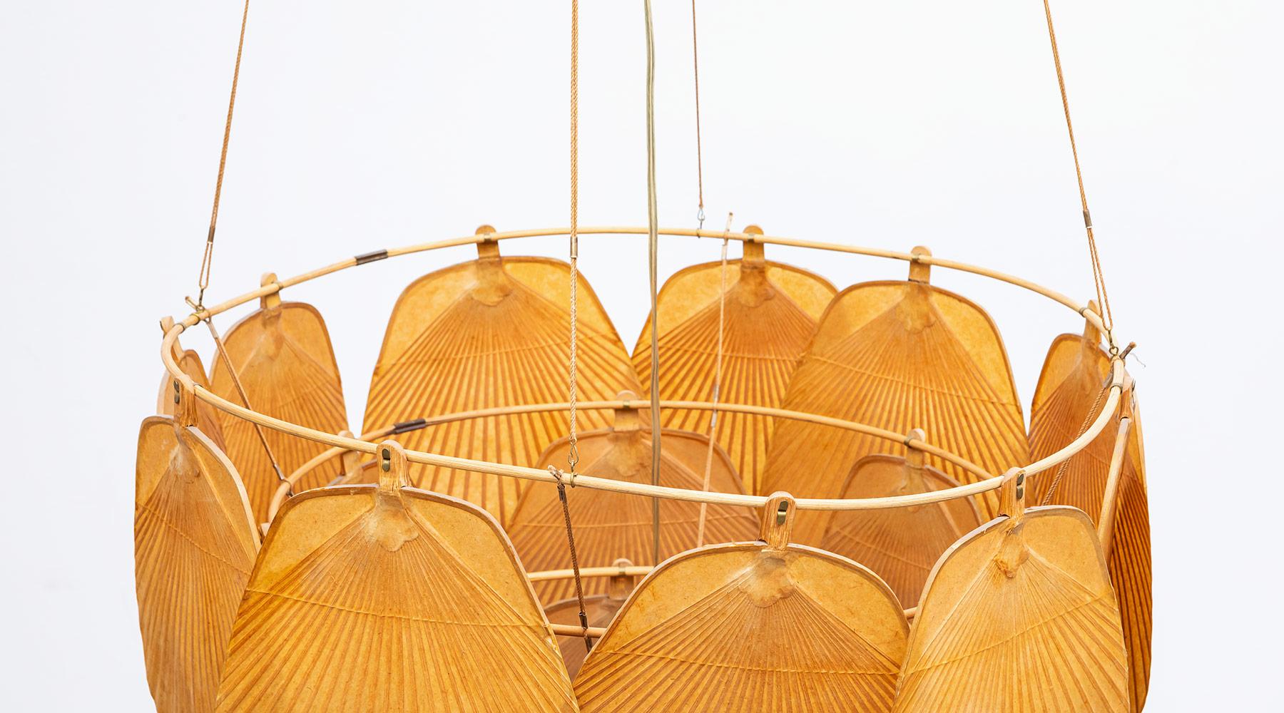 1970s Paper, Bamboo Ceiling Lamp 