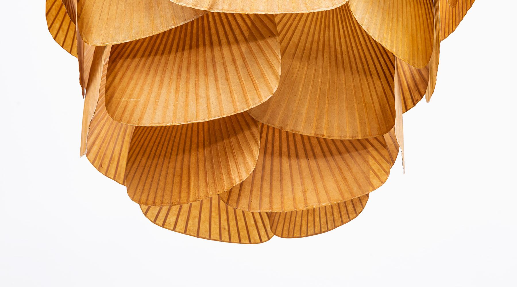 Late 20th Century 1970s Paper, Bamboo Ceiling Lamp 