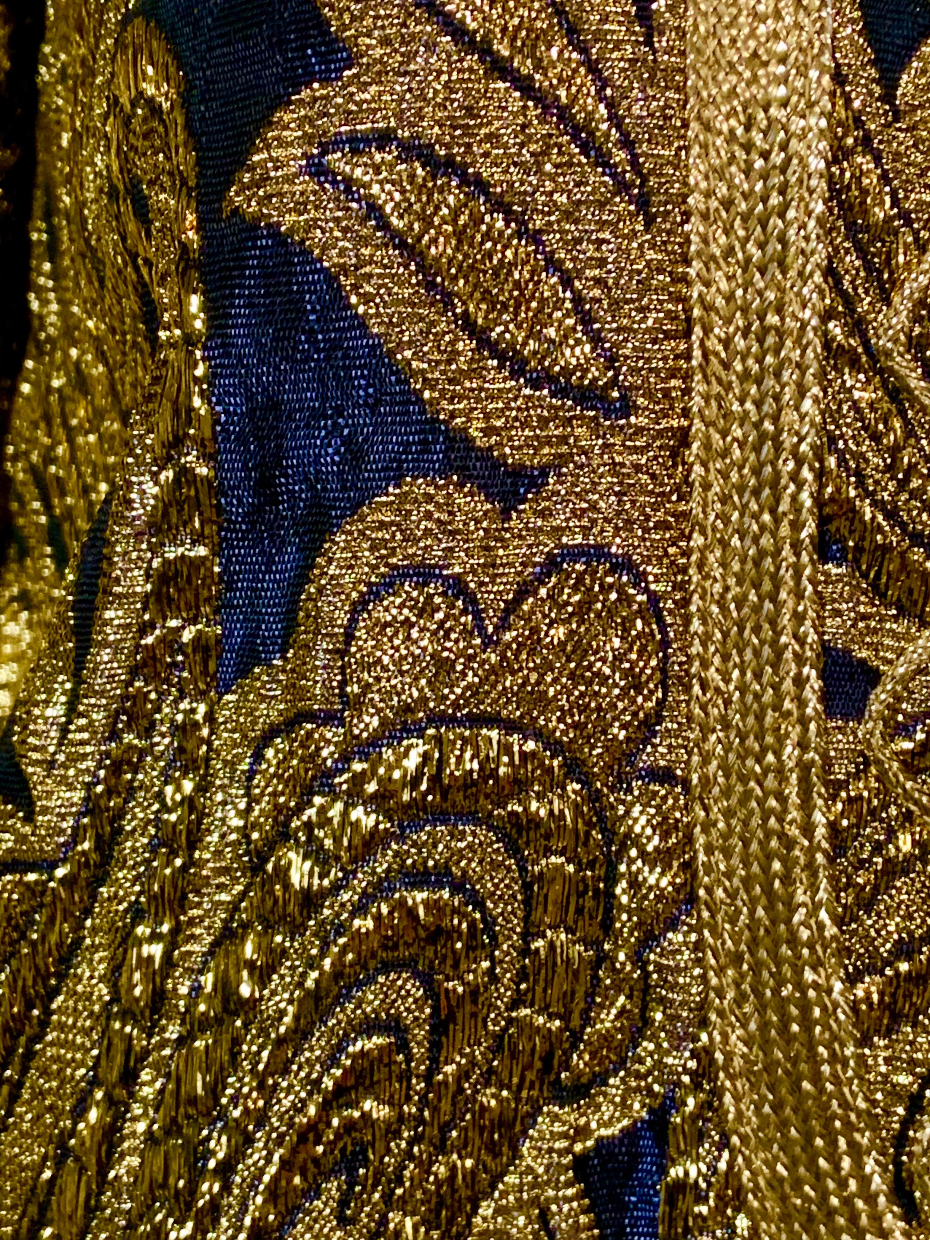 Women's or Men's 1970's Paraphernalia Moroccan Jacket Purple Silk with Bright Gold Metallic  For Sale