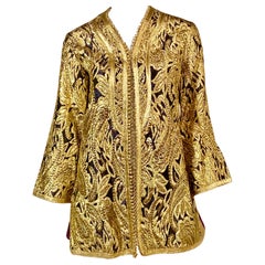 Chaqueta marroquí Paraphernalia de los años 70 Seda púrpura con dorado brillante metalizado