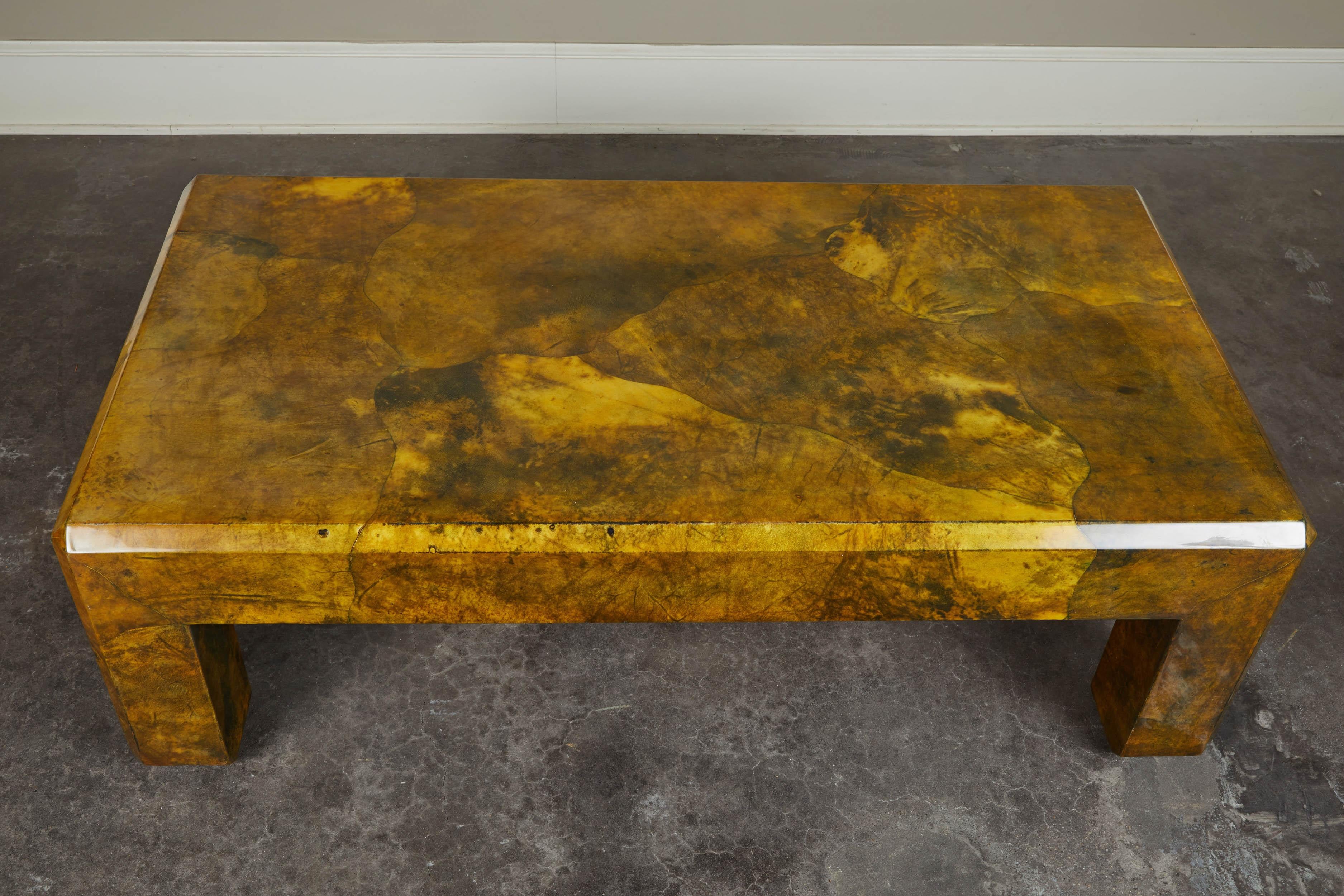 1970s Parchment Coffee Table by Karl Springer In Good Condition In Pasadena, CA