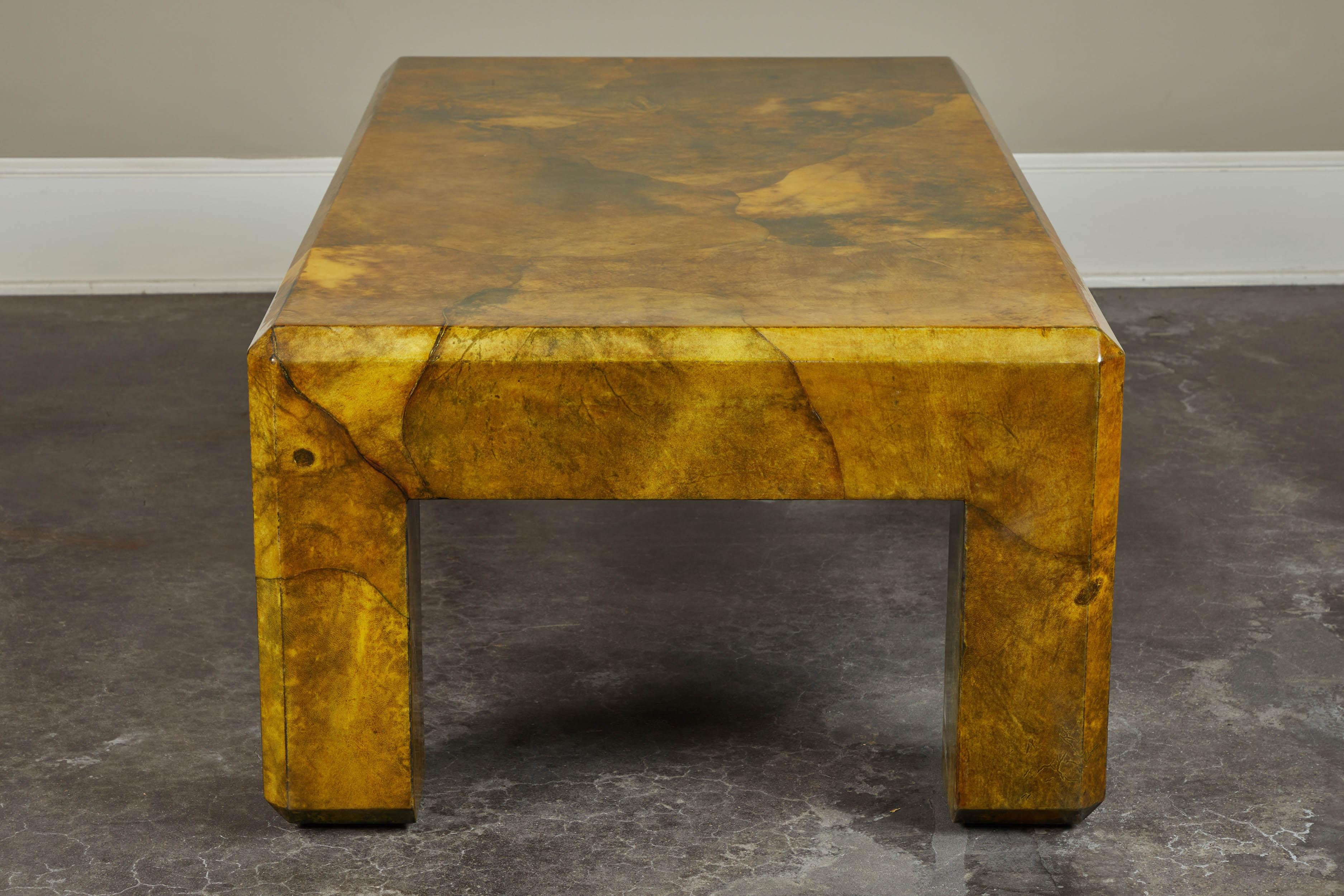 Late 20th Century 1970s Parchment Coffee Table by Karl Springer