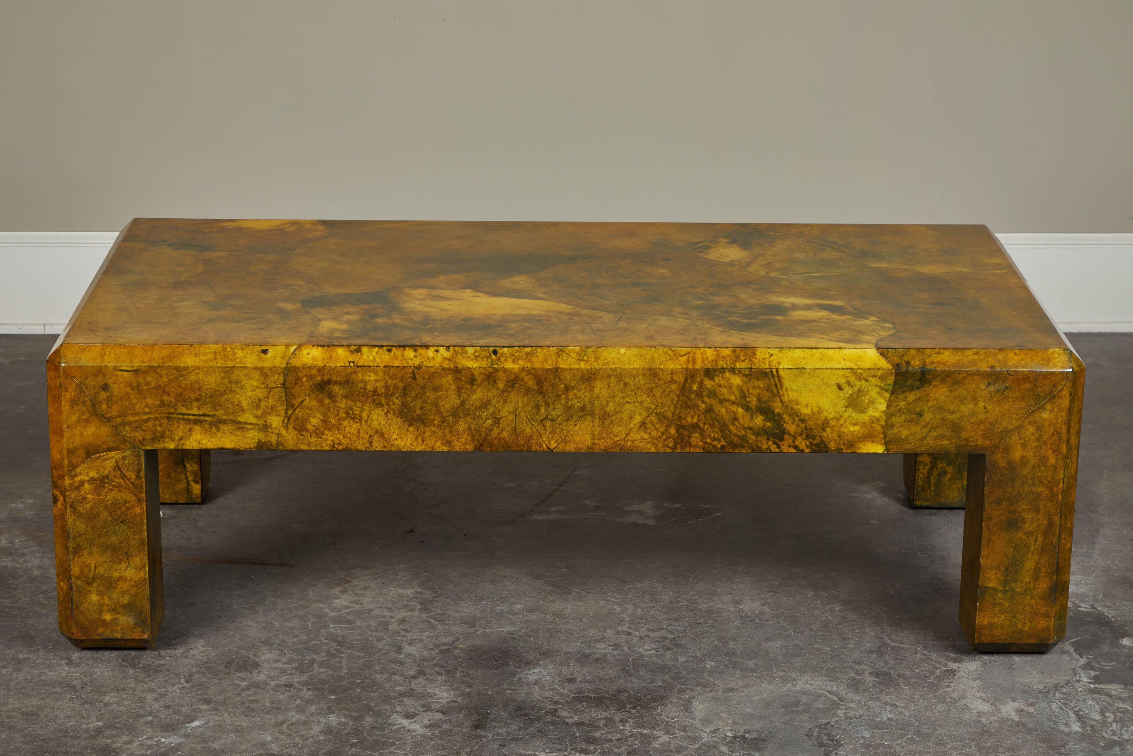 1970s Parchment Coffee Table by Karl Springer 1