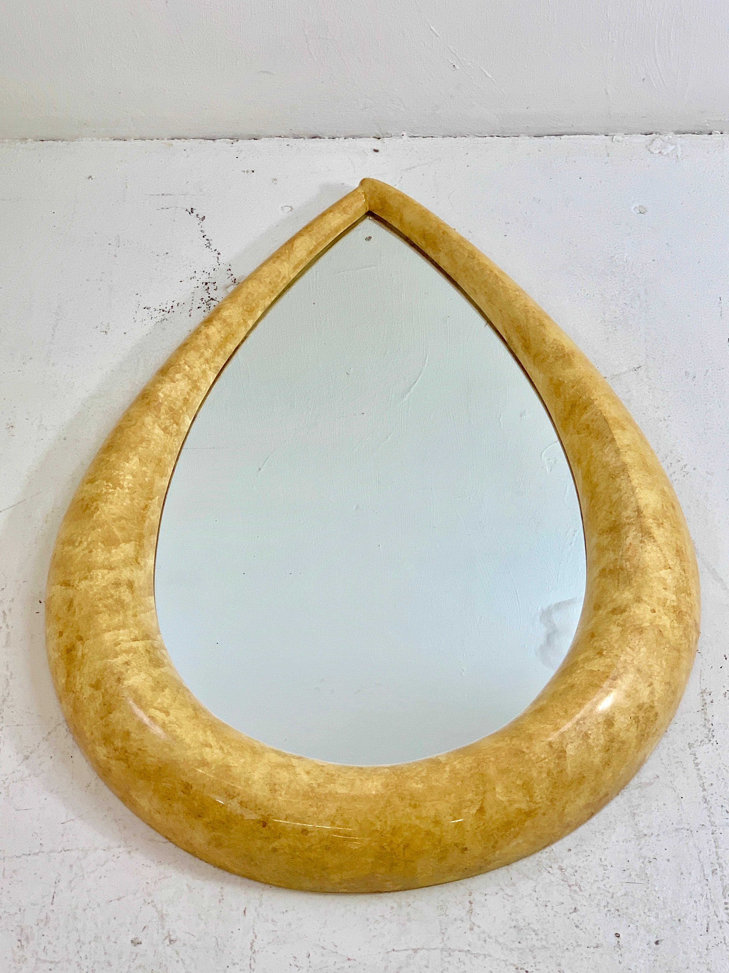 1970s Parchment Lacquered Raindrop Mirror 4