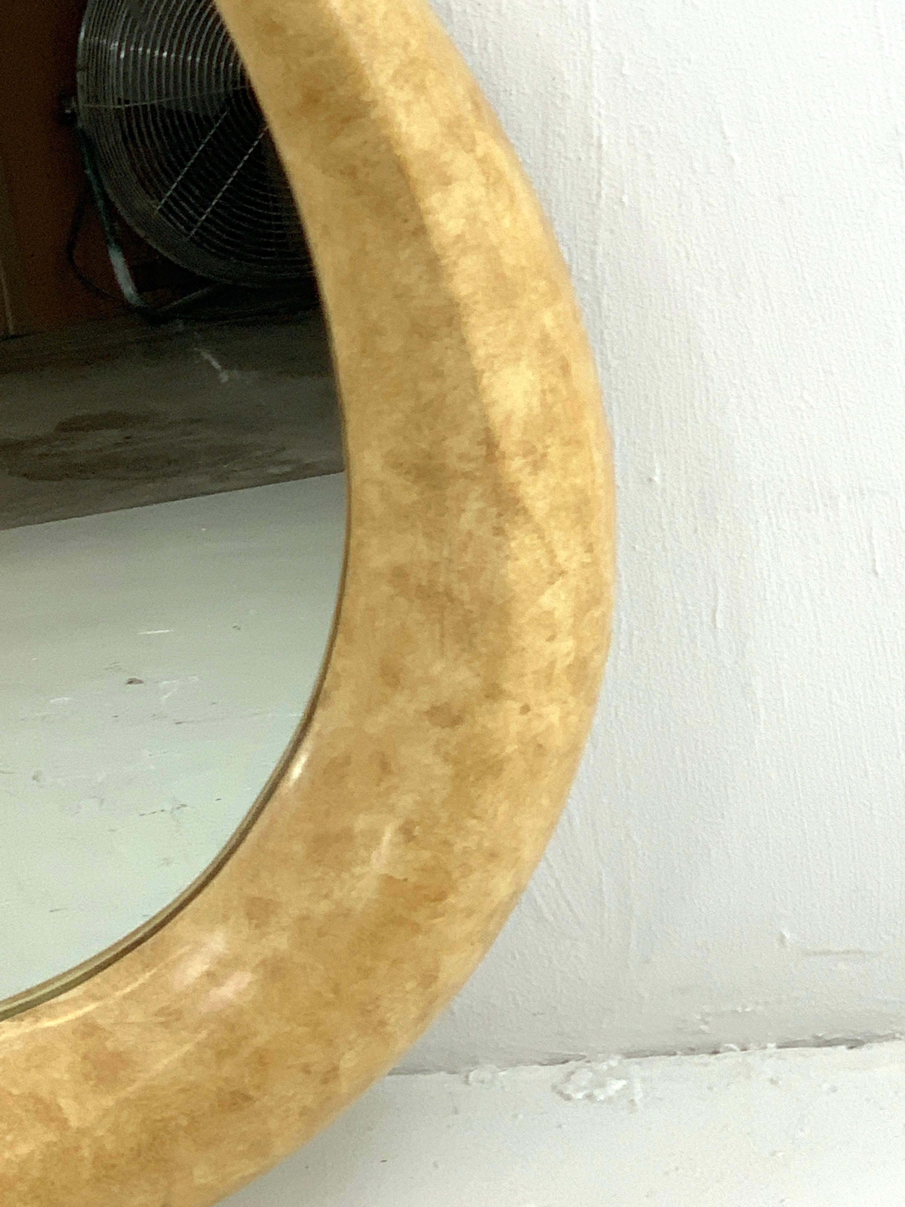 Mid-Century Modern 1970s Parchment Lacquered Raindrop Mirror