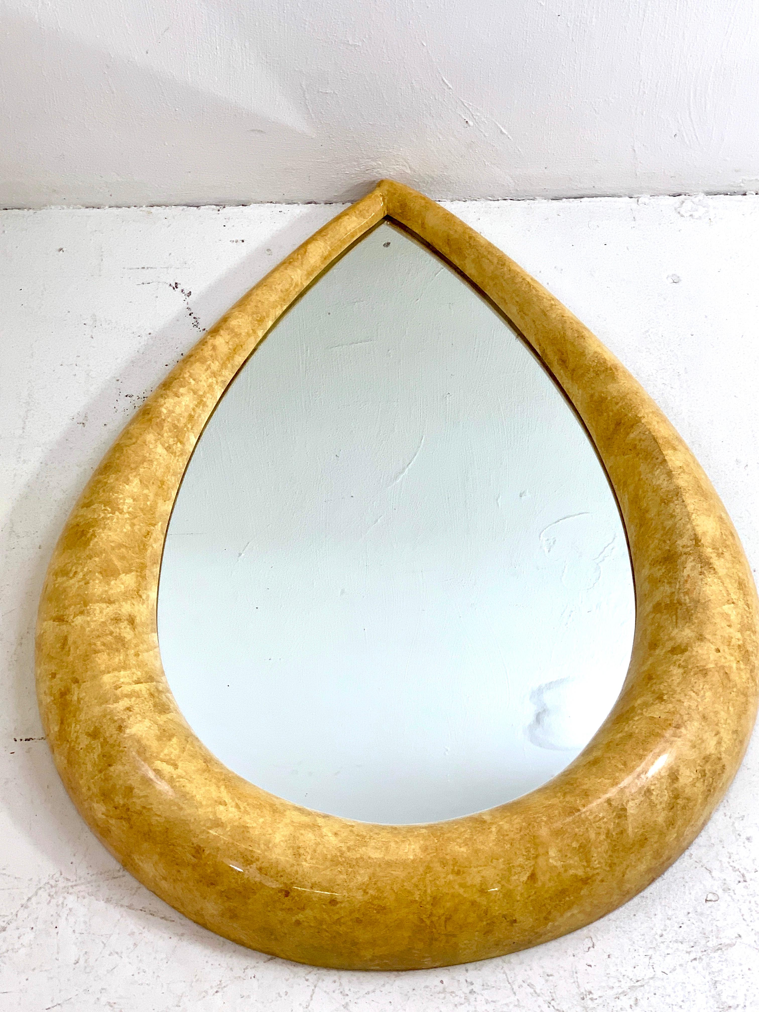 American 1970s Parchment Lacquered Raindrop Mirror