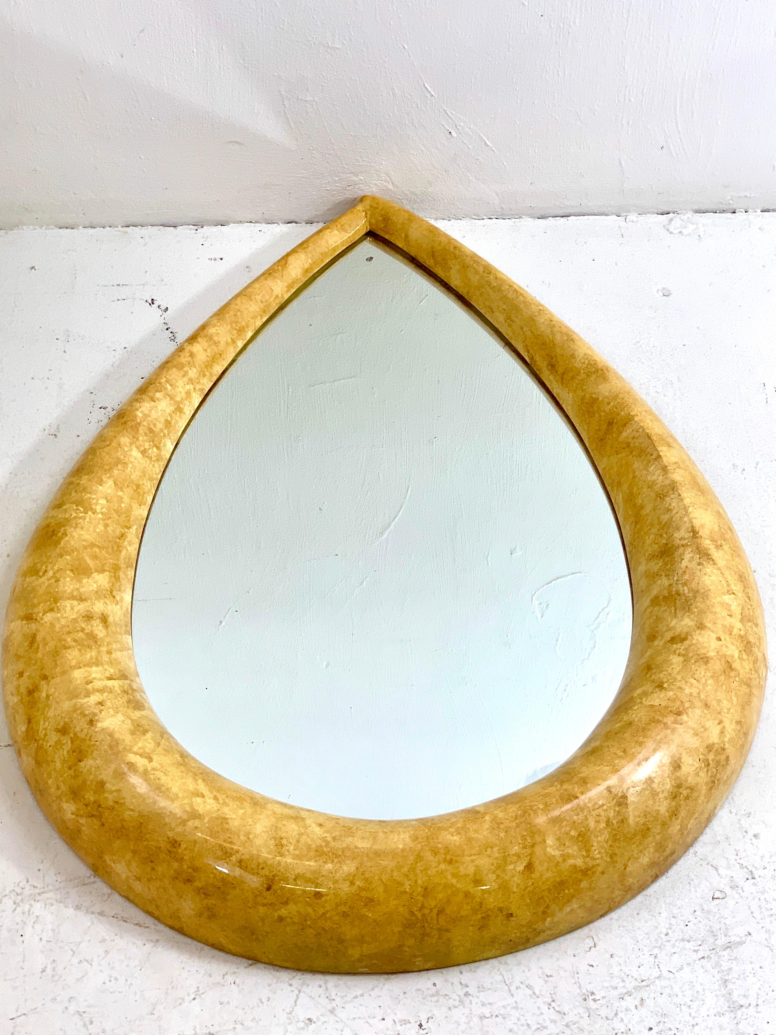 1970s Parchment Lacquered Raindrop Mirror In Good Condition In Atlanta, GA