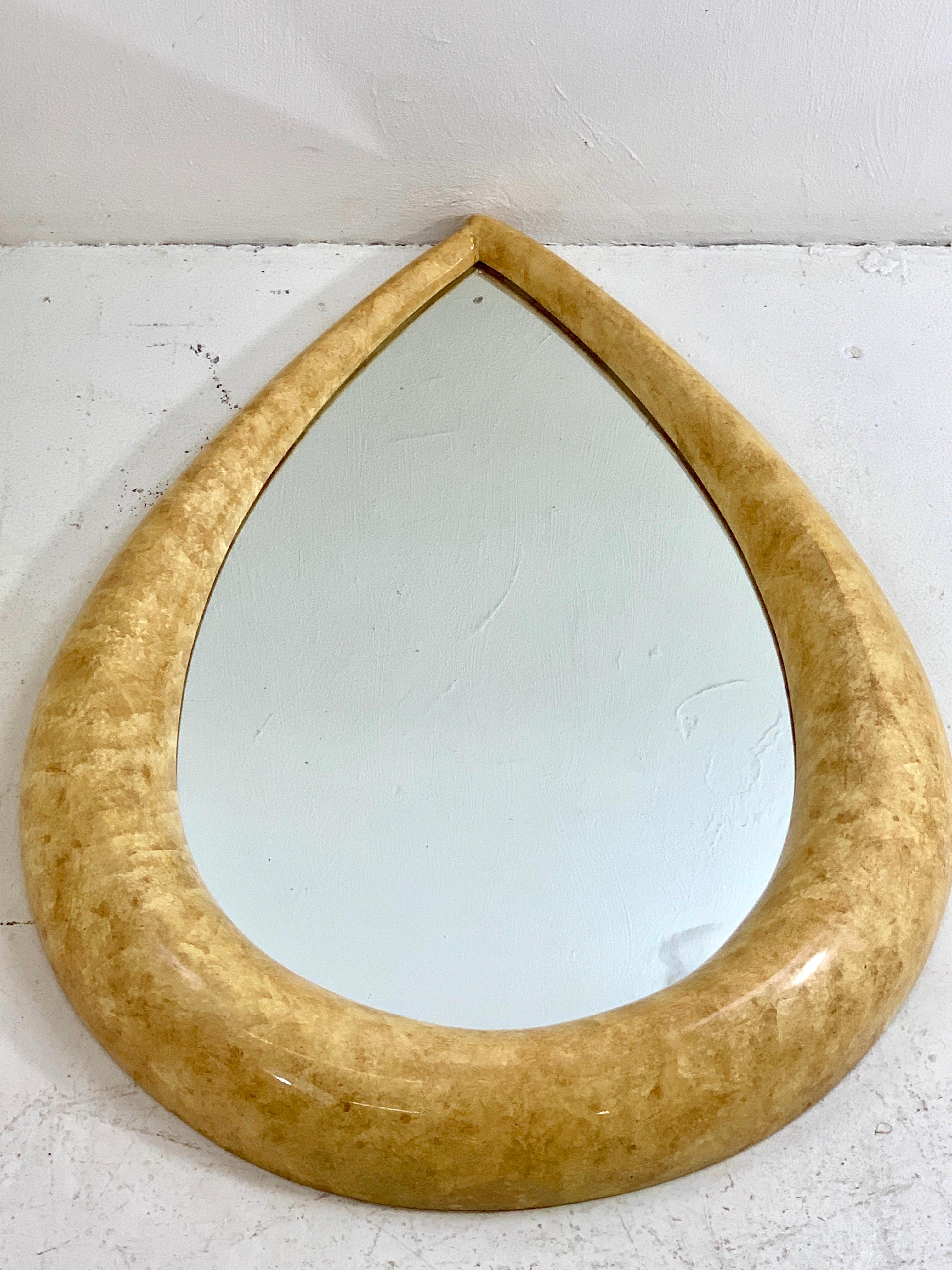 1970s Parchment Lacquered Raindrop Mirror 2